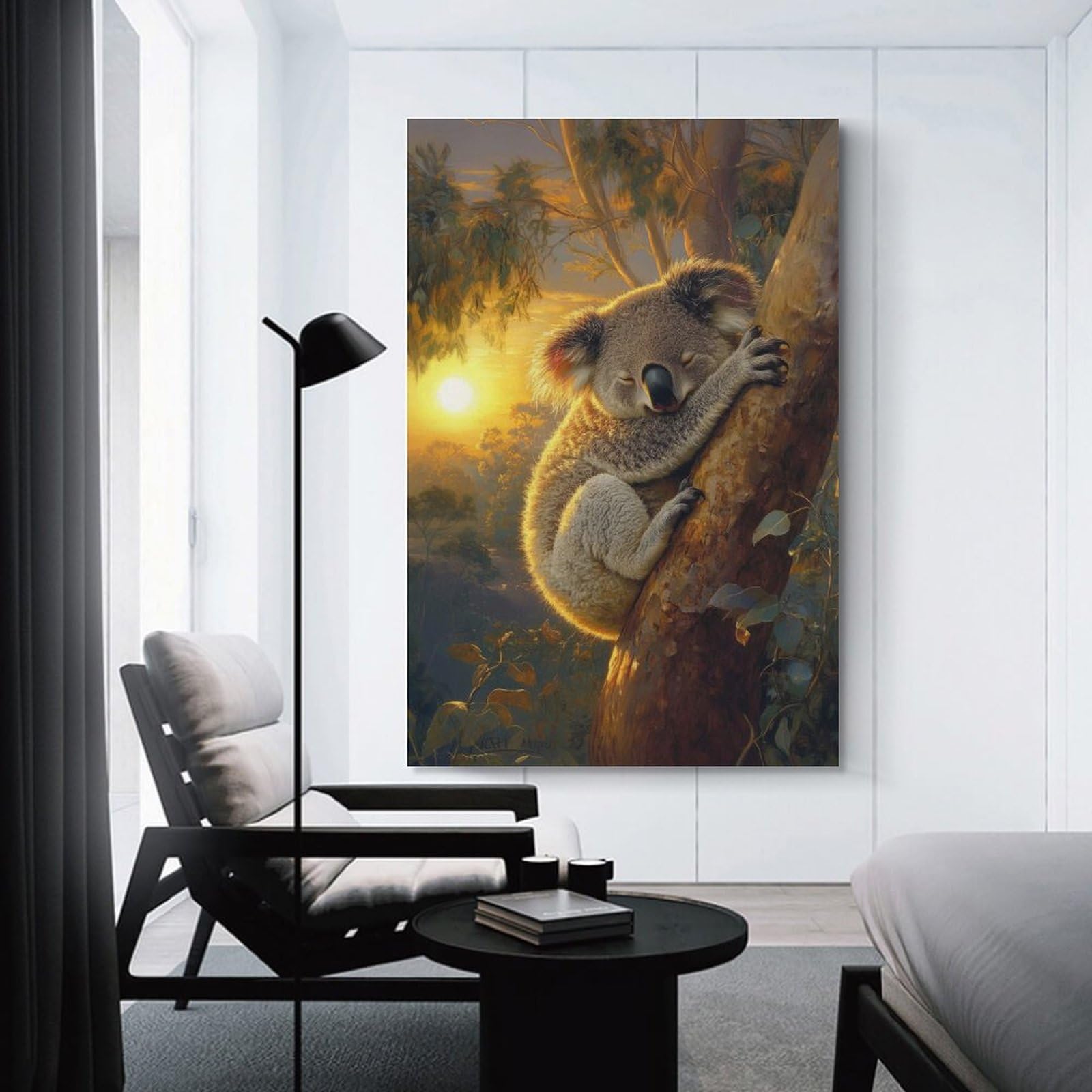 Junmoney Unframe-Style-14 Koala Sunset Slumber Canvas Wall Decor, 24X36inch(60X90cm), For Flats, Guest Rooms Or Compact Rooms, Decorative Canvas Decor For Home Updates