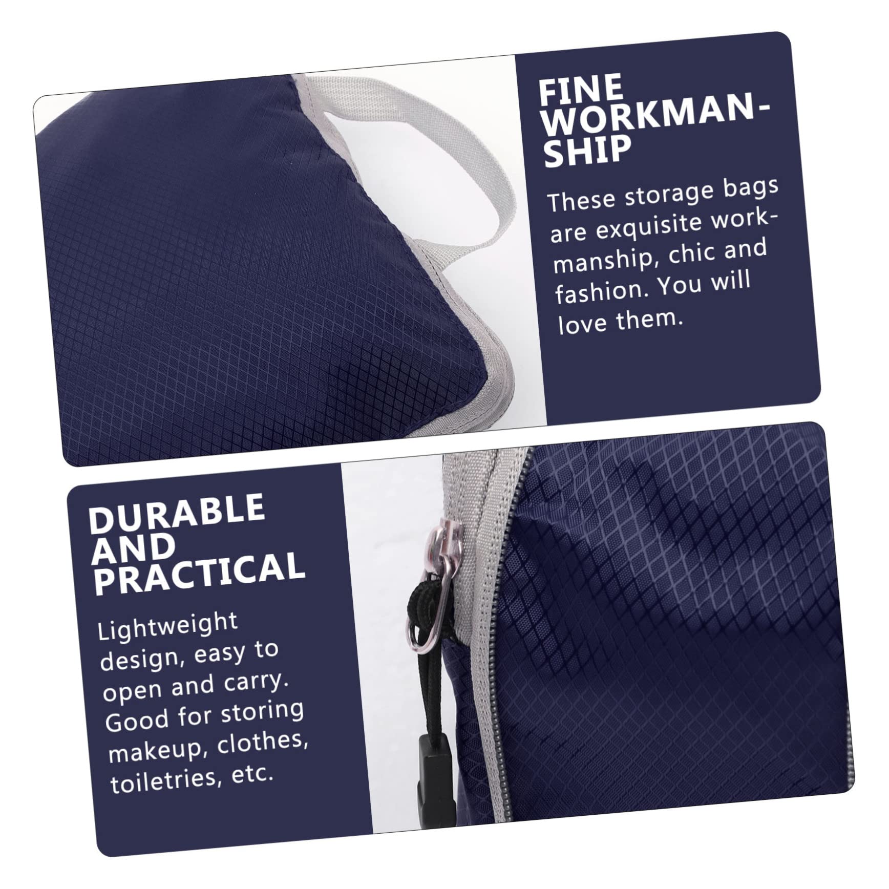 Set di 3 Sacchetti da Viaggio in Nylon Blu Navy per Organizzare