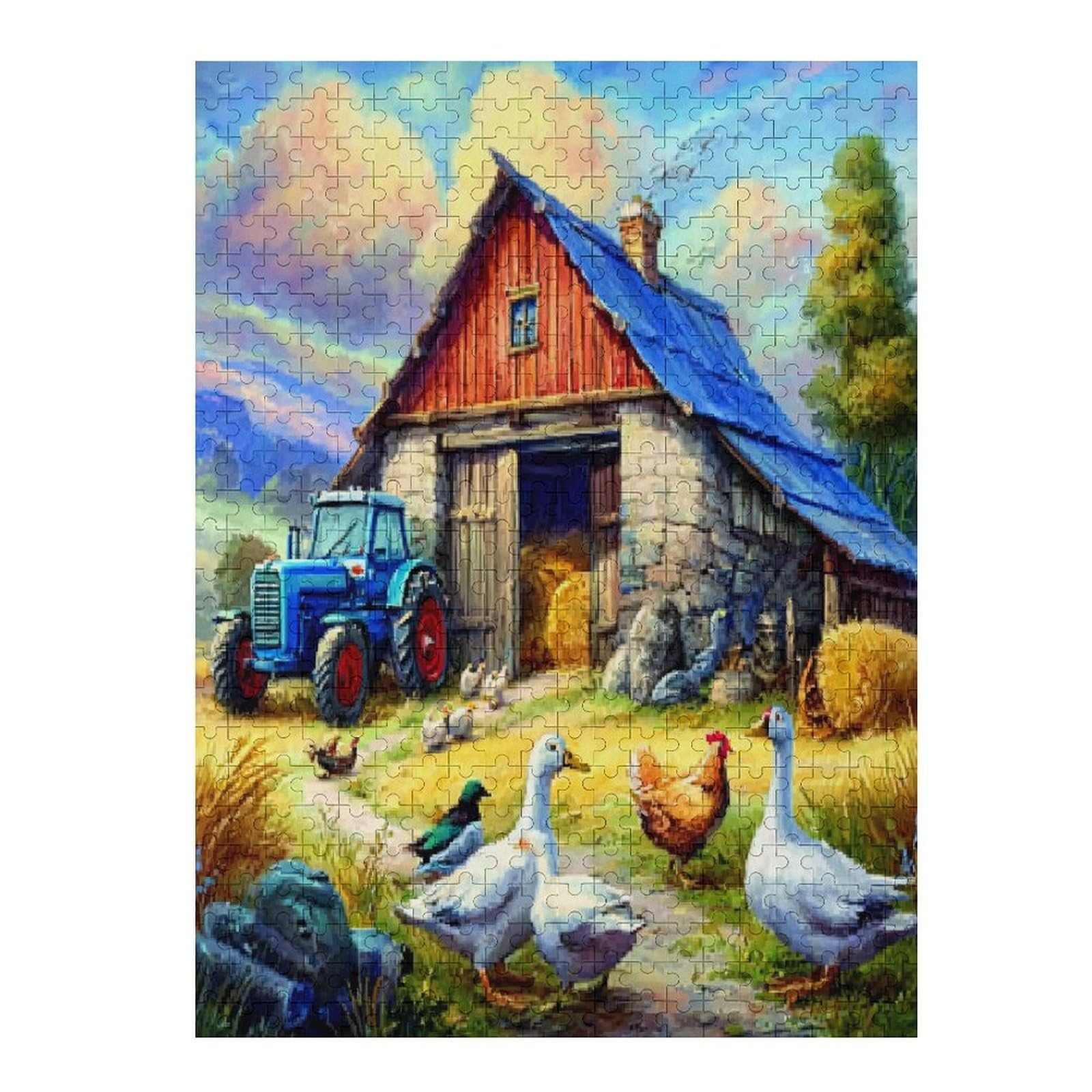 Agriculture Vintage Tractor 500 Pc Classic Jigsaw Puzzle Rural Life Puzzle for Adults Hard Challenging Hobby Home Decor Poster Sturdy Creativity & Gift Giving 500 PCS