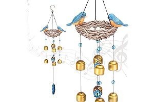 Mesmerizing Bluebird Wind Chime: Symphony of Serenity in Resin and Metal
