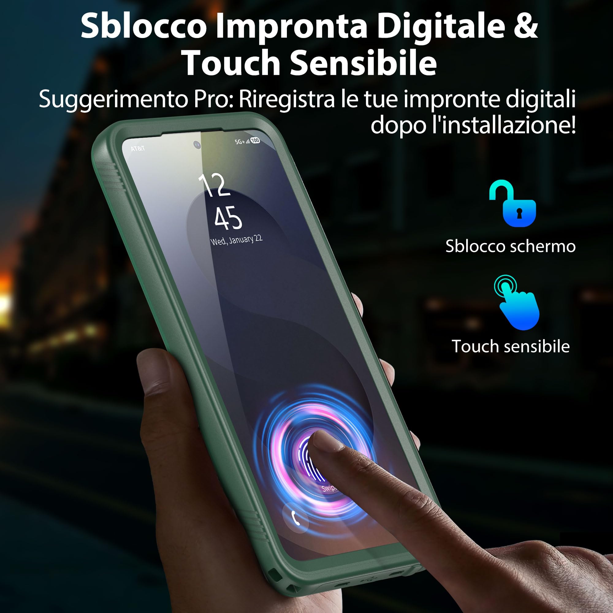 SPORTLINK Cover per Samsung Galaxy S26 Impermeabile Antiurto, Verde | 360 Gradi Full Body Armor Militare Protettiva Custodia Antipolvere Subacquea IP68 con Fotocamera/Schermo Doppia Protezione