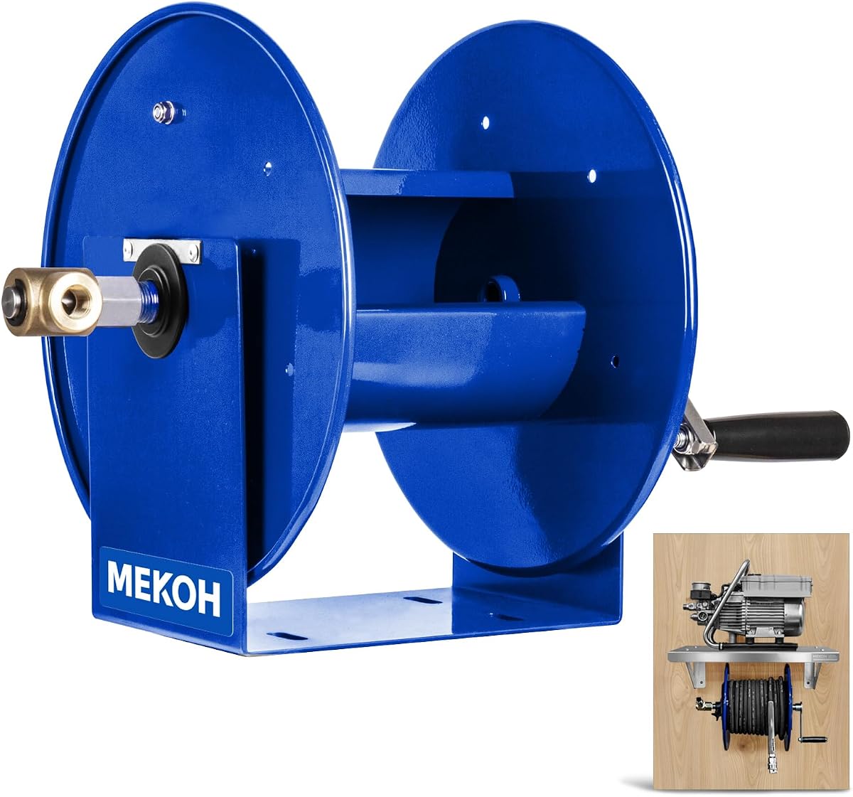 Pressure Washer Hose Reel 100FTx3/8”, 200FTx1/4” Manual Power Washer Hose Reel with M22 14mm Fitting,4500PSI Heavy Duty Hose Reel for Water,High Pressure Metal Reel with Wall/Van/Trailer Mount
