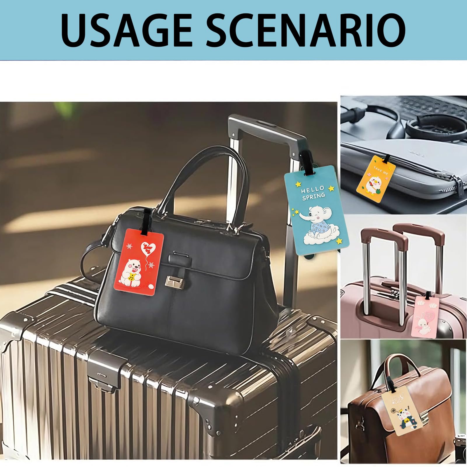 Etichette per bagagli in PVC per valigie con nome, indirizzo, numero di telefono, etichette da viaggio per etichette identificative per bagagli per una facile identificazione (multi/stile C)