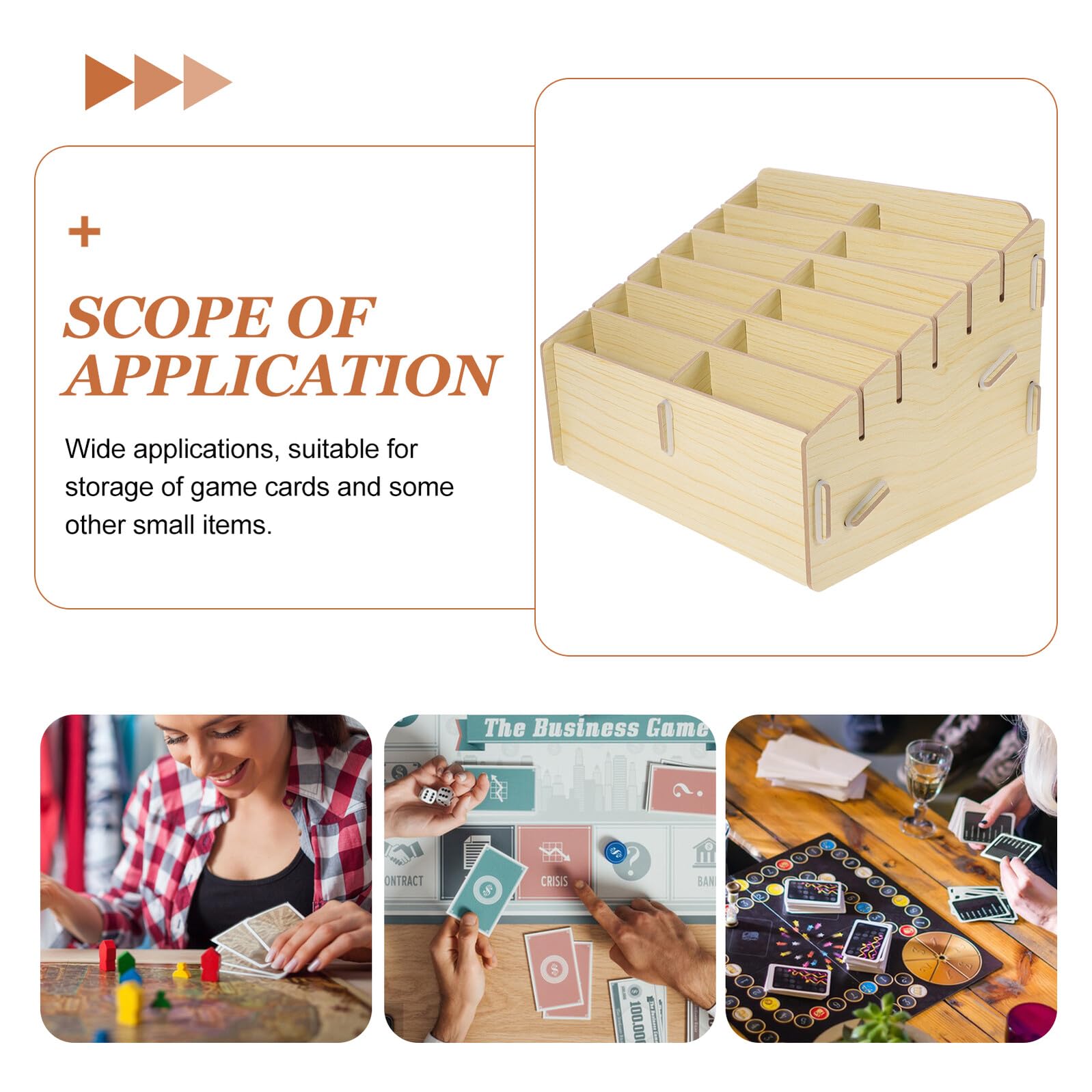 Scatola per Carte da Gioco Multi-griglia in Legno Beige | Capienza Ampia, Trasporto Pratico, per Piccoli Oggetti e Carte da Gioco, Organizer Compatto
