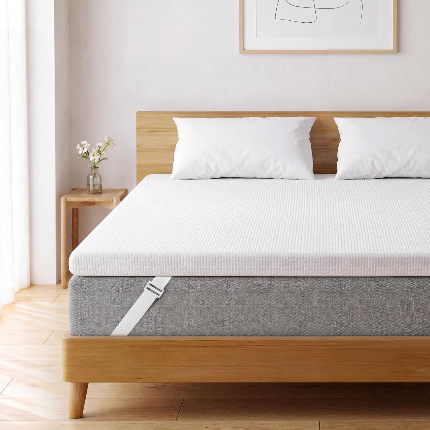 Matratzen Topper Hart H5/H6, 7CM Höhe Matratzentopper für Schlafsofa Bett, Boxspringbett, Wohnwagen, Schlafsofa, Rutschfester Unterlagen Mattress Topper für Matratzen, Atmungsaktiv, Waschbar Bezug