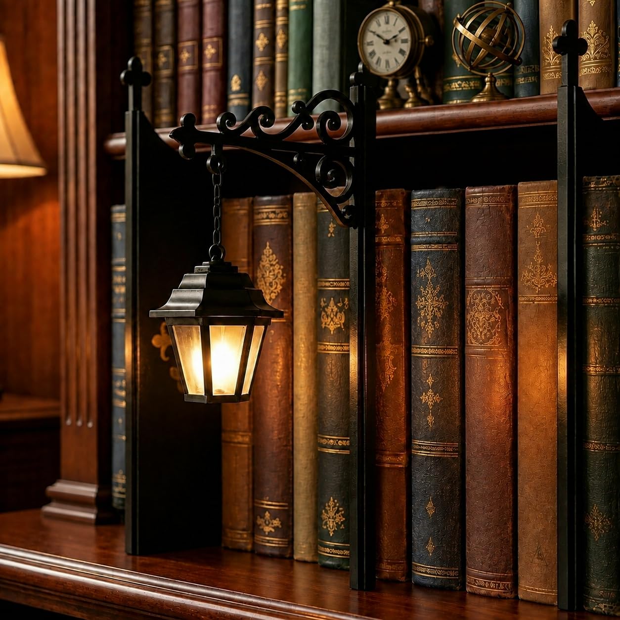 Vintage Bookshelf Lantern for Book Nook, Decorative Shelf Lighting (1)
