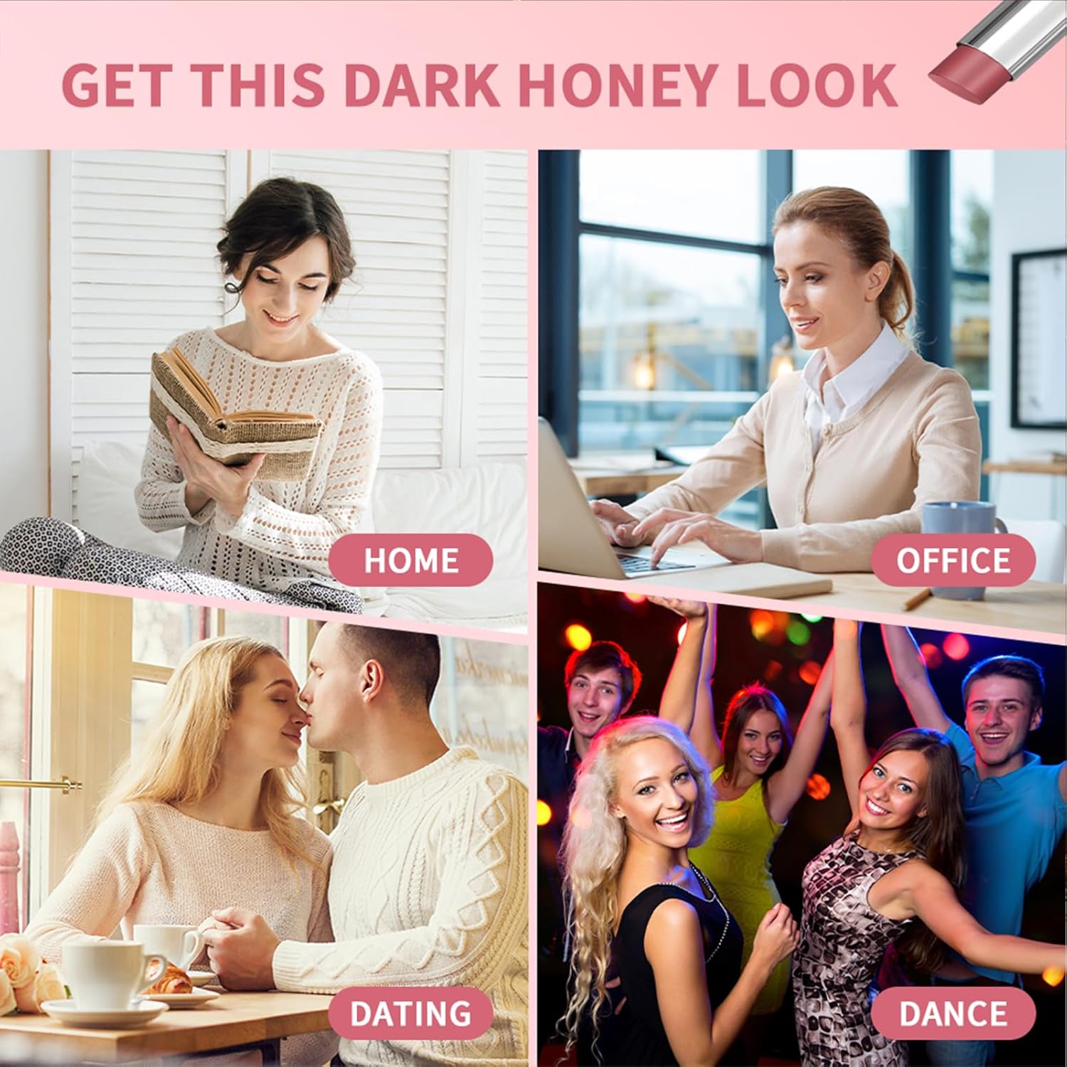 Honey Lipstick, Moisturizing Natural Lip Color, Hydrating Long Lasting Glossy Finish with Honey for Smooth Soft Lips, Smooth Application, Daily Wear