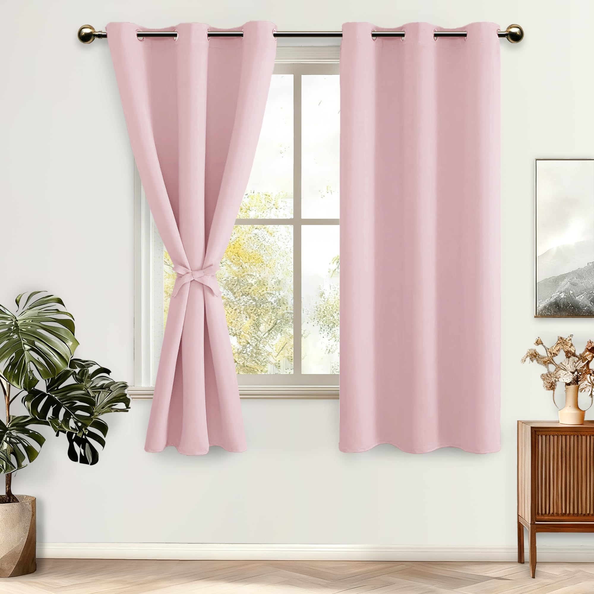 DWCN Ruimteverdeler, gordijnen, woonkamer, plooiband, 250 x 210 cm (B x H), 1-delige set, grijs-wit, ruimteverdeler, thermogordijn, ondoorzichtige gordijnen met gordijnstropdassen, voor rail