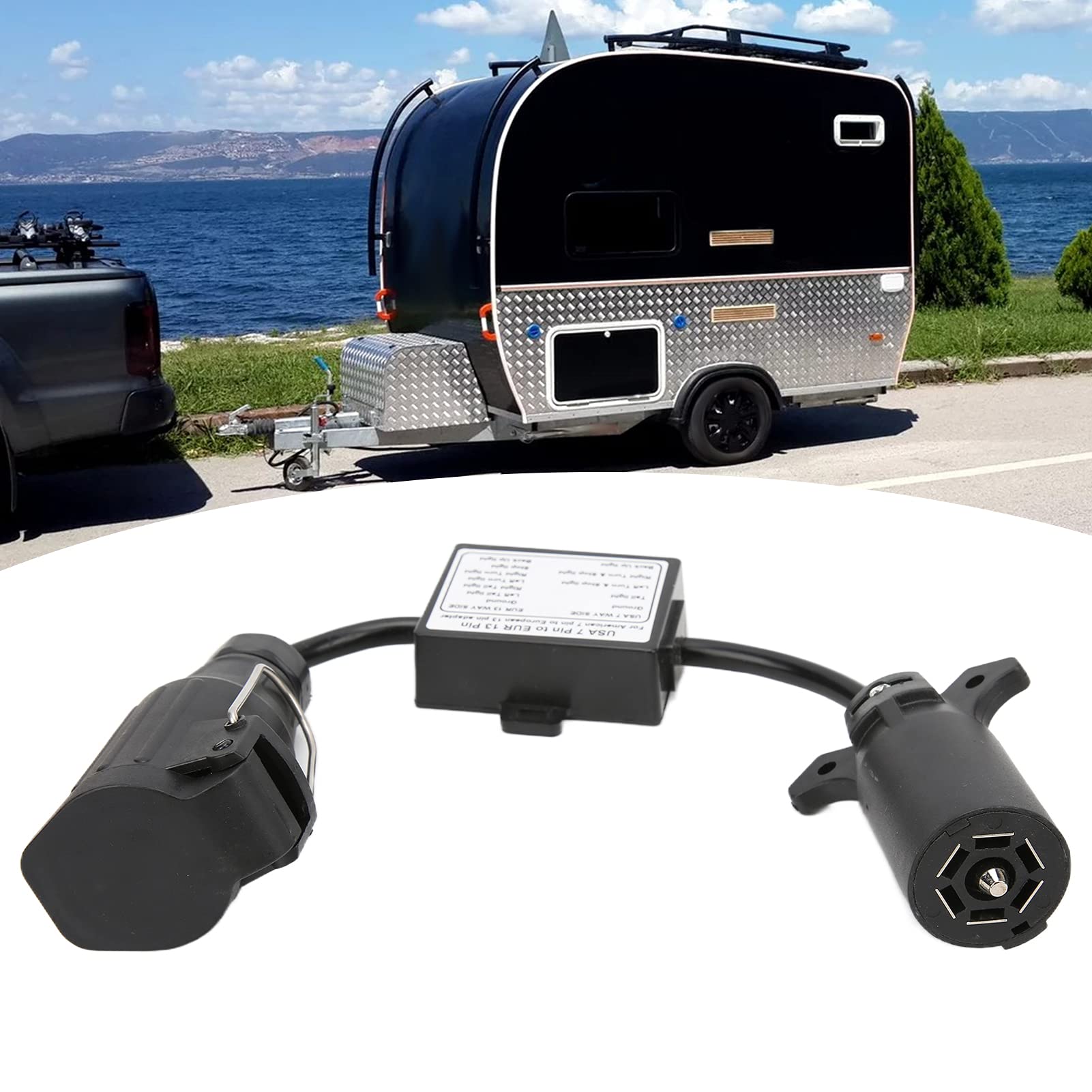 Watris Veiyi Anhänger Adapter 7 auf 13 Polig, Anhängeranschluss, US 7-Pin auf EU 13-Pin Stecker, Anhänger Adapter Stecker für Auto Und LKW