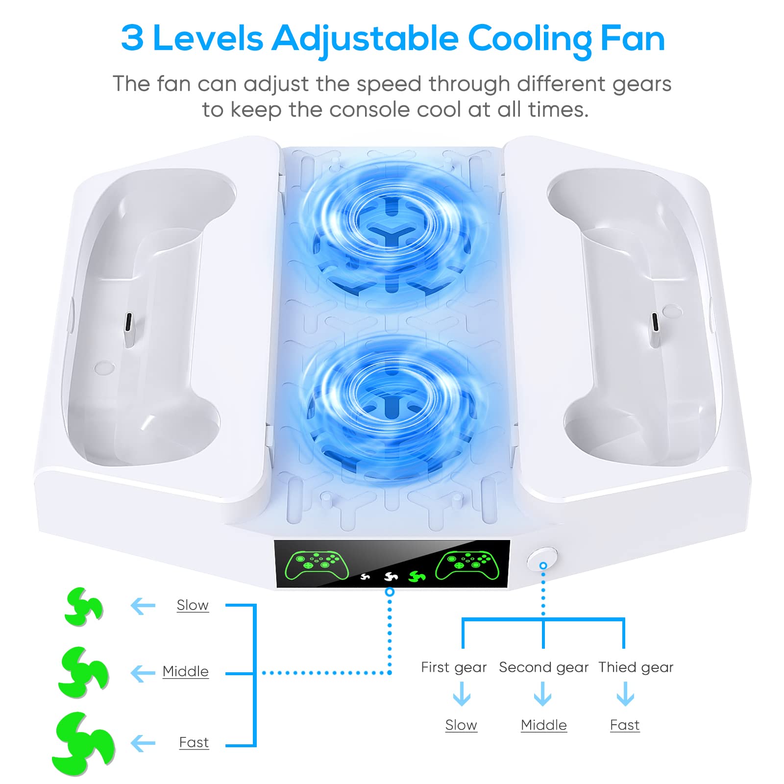 Charging Stand for Xbox Series S Console with Cooling Fan,Dual Controller Charger Station Accessories,2X 1400mAh Rechargeable Batteries Packs,Gaming Headset Holder for Xbox Series S