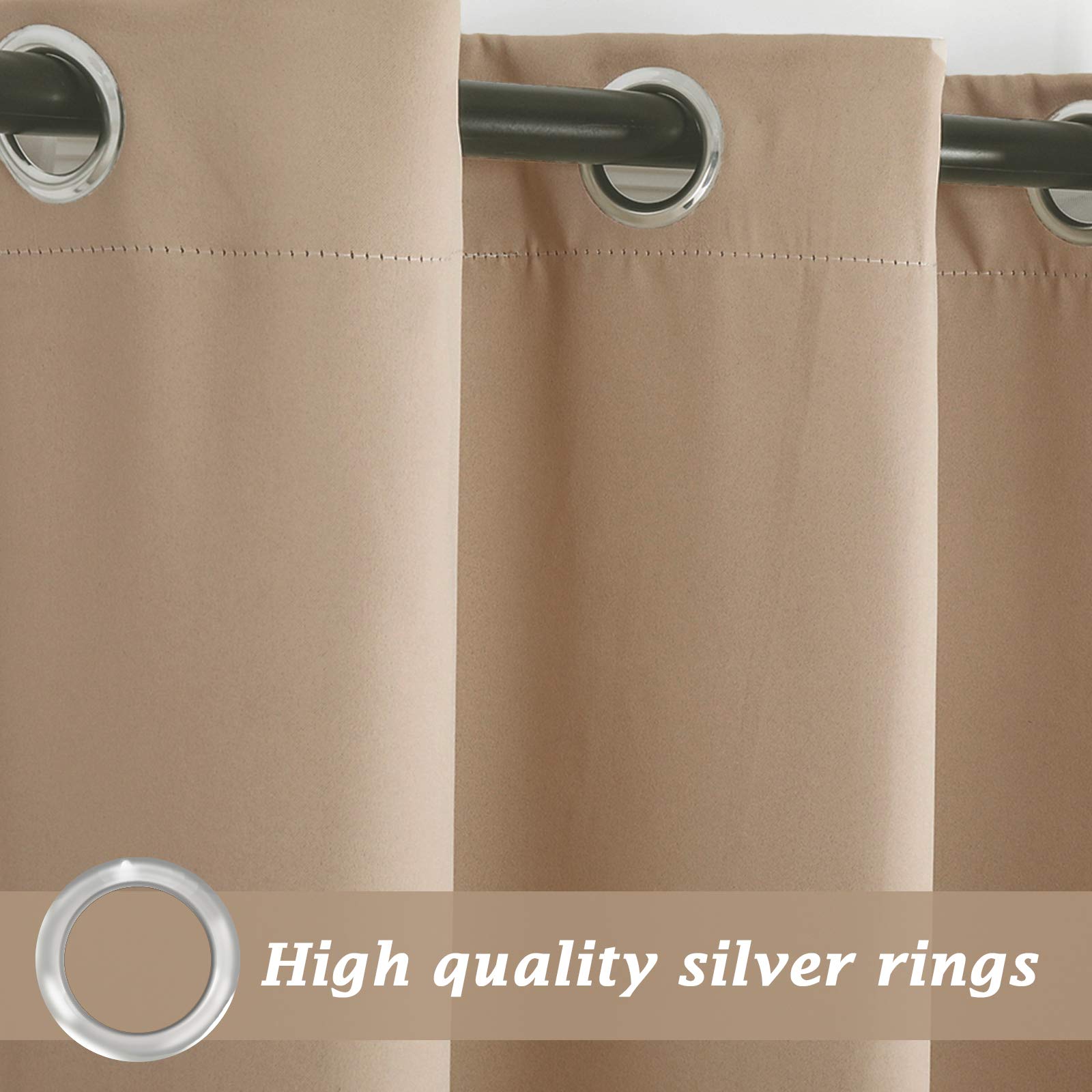 ele ELEOPTION Outdoor Vorhang Wetterfest, Outdoor Vorhänge mit Ösen Blickdicht Vorhang Sichtschutz und Sonnenschutz, Outdoor Gardinen für Terrasse Balkon Garten Hof (2 Stücke/ 132 X 213cm, Beige 1)