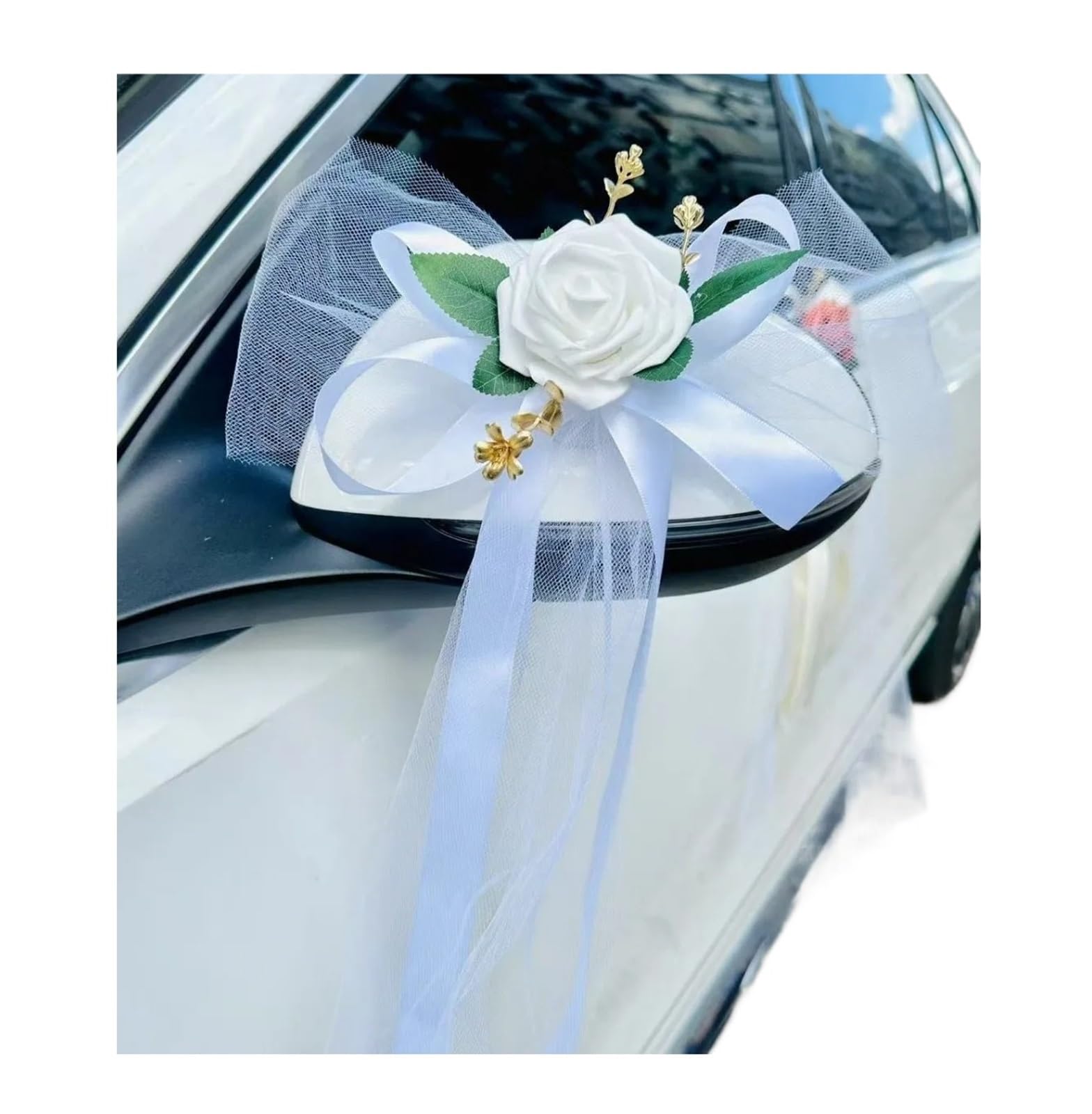 EnxJire Just Married Car Decor Wedding Aisle Chair Flower
