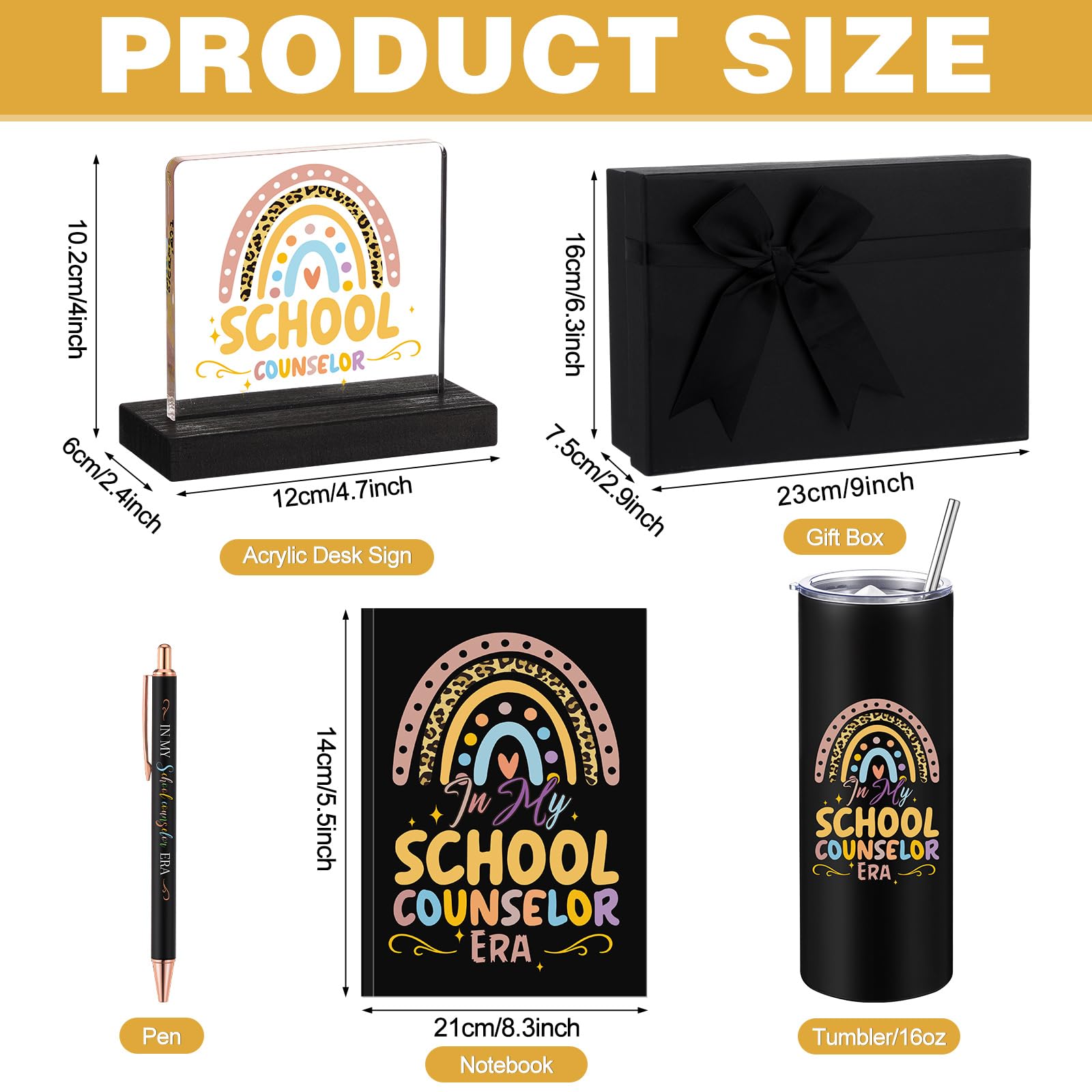 Patelai 5 regalos de agradecimiento para consejeros escolares, incluyen vaso de acero inoxidable de 16 onzas, cuaderno, bolígrafo, decoración de escritorio, caja de regalo para consejero escolar