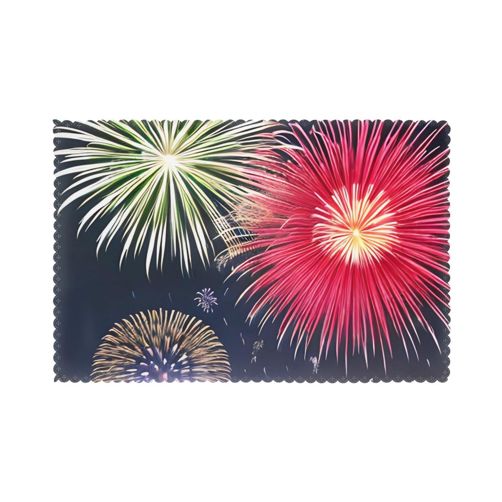 Splendid fireworks Placemat set of 6, oil-proof and insulated dining table placemats, washable and wipeable.