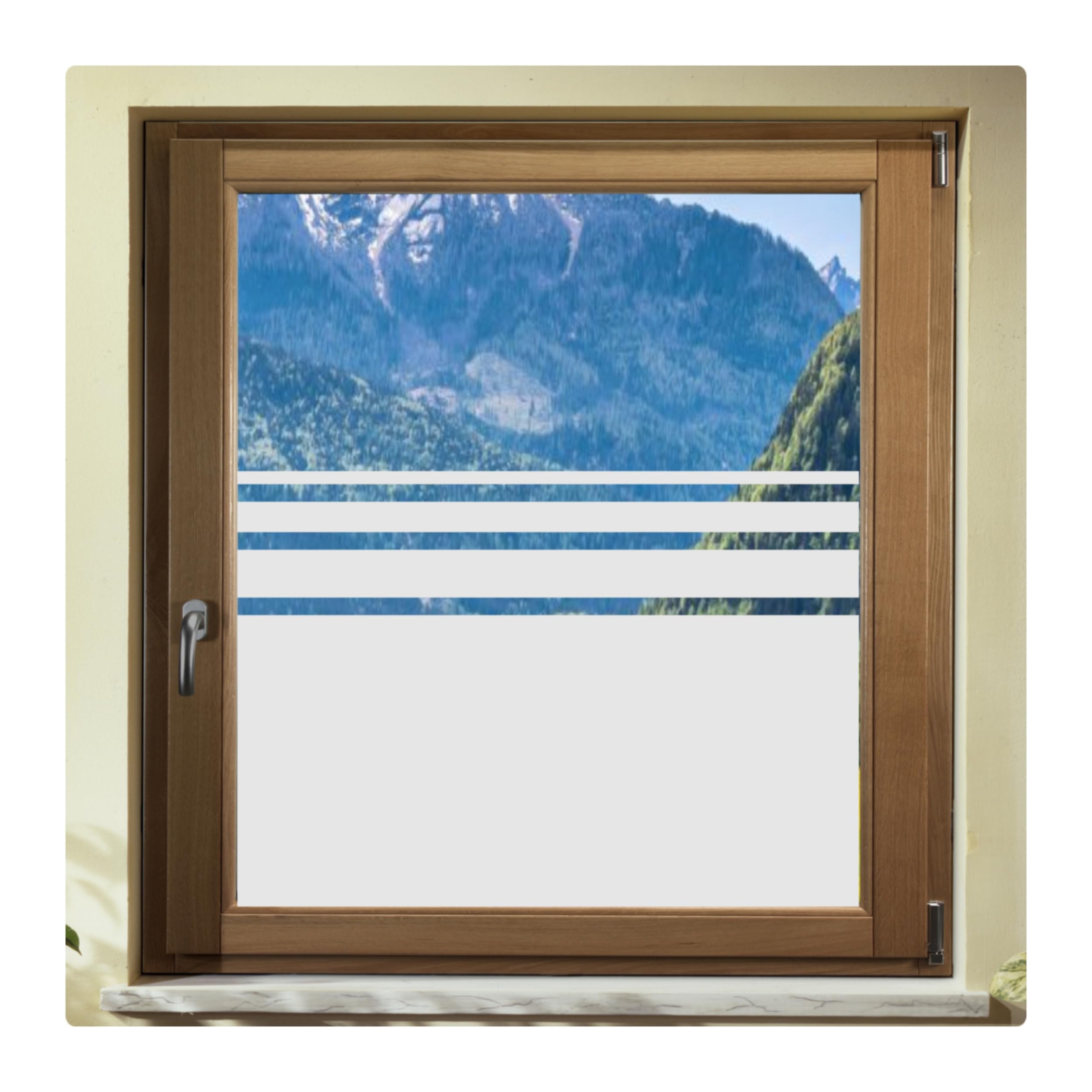 Fensterfolie Sichtschutzfolie 80 cm Hoch Streifen Sichtschutzstreifen Glasdekorfolie Fenster selbsthaftend lichtdurchlässig blickdicht Tag Nacht Innen und Außenmontage geeignet (100cm Breit)