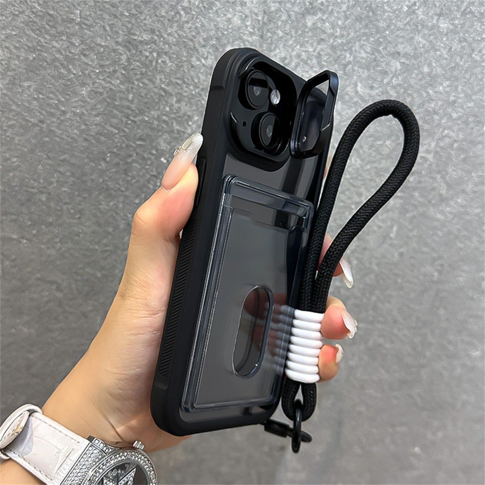 Étui de luxe iPhone 15 Pro Max portefeuille en similicuir noir chic - 8