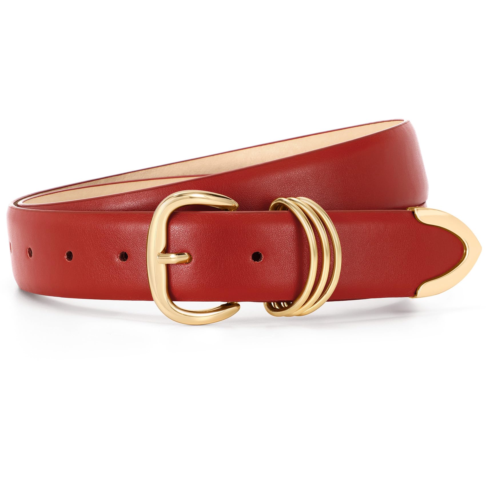 Women Leather Belts for Jeans Pants Trousers Dresses Fashion Ladies Waist Belt with Vintage Metal Pin Buckle