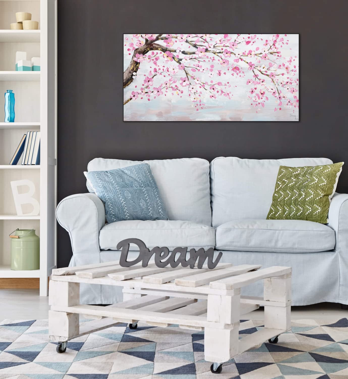 Kunstloft Cuadro Decorativo | 100% PINTADO A MANO | 120x60cm | Pintura ' Flowers Of Joy' | Flores | Multicolor | Cuadro Moderno En Lienzo