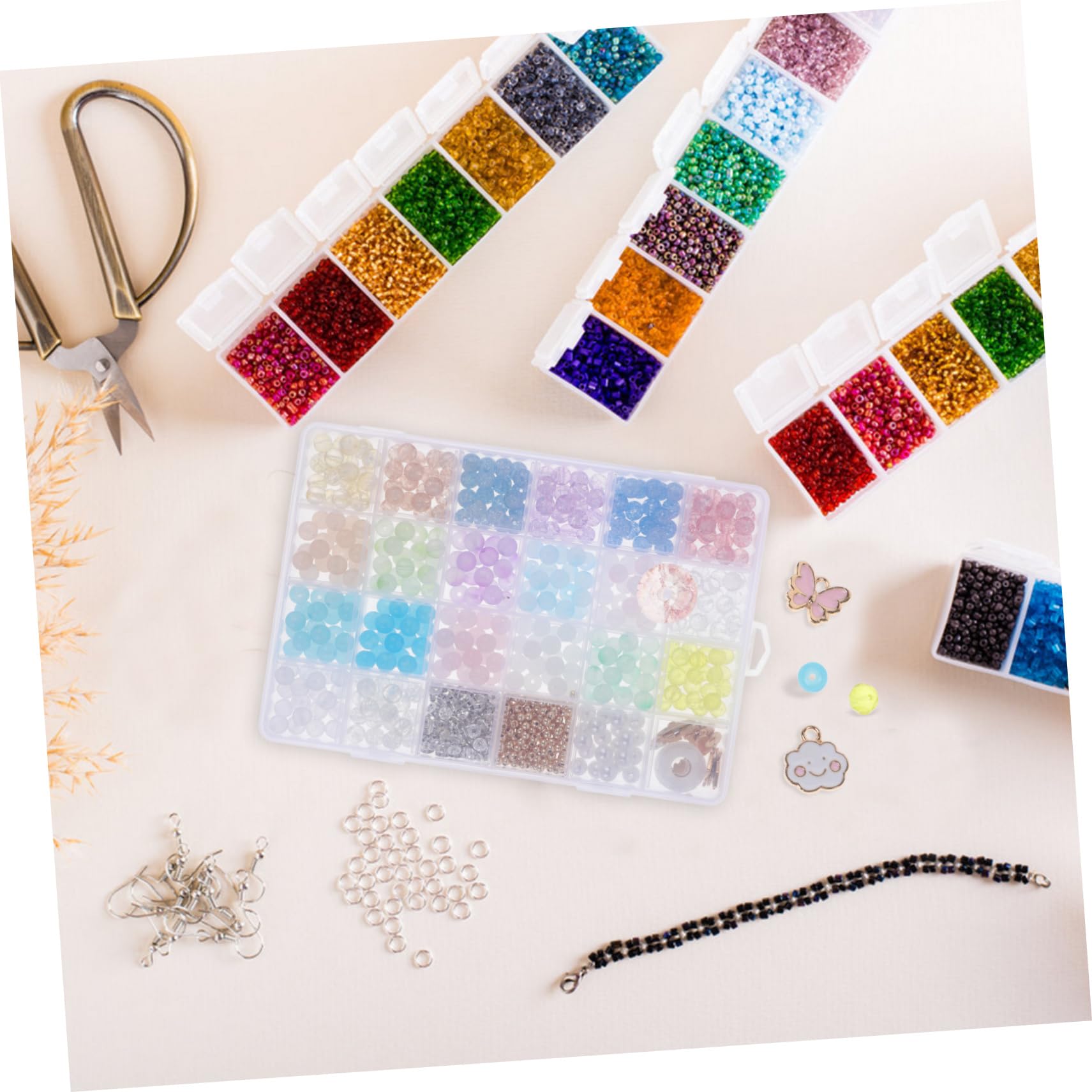 SHINEOFI Kit Per La Creazione Di Gioielli Con Perline Distanziatrici Colorate Da 670 Pezzi Per Braccialetti E Collane Artigianali