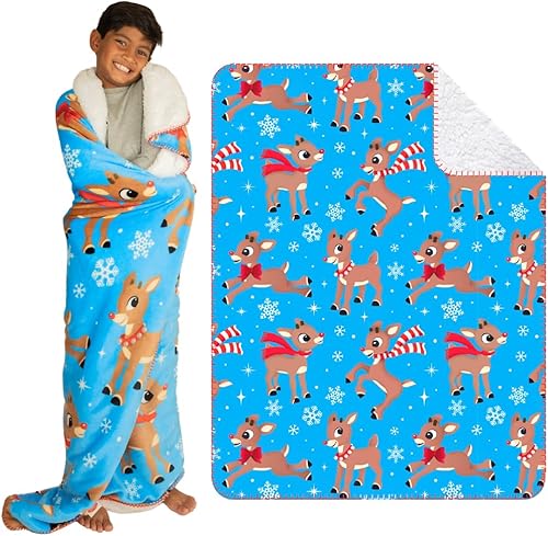 Franco Rudolph The Red Nose Reindeer Holiday Christmas - Manta sherpa de felpa suave, 46 x 60 pulgadas, (producto oficial)