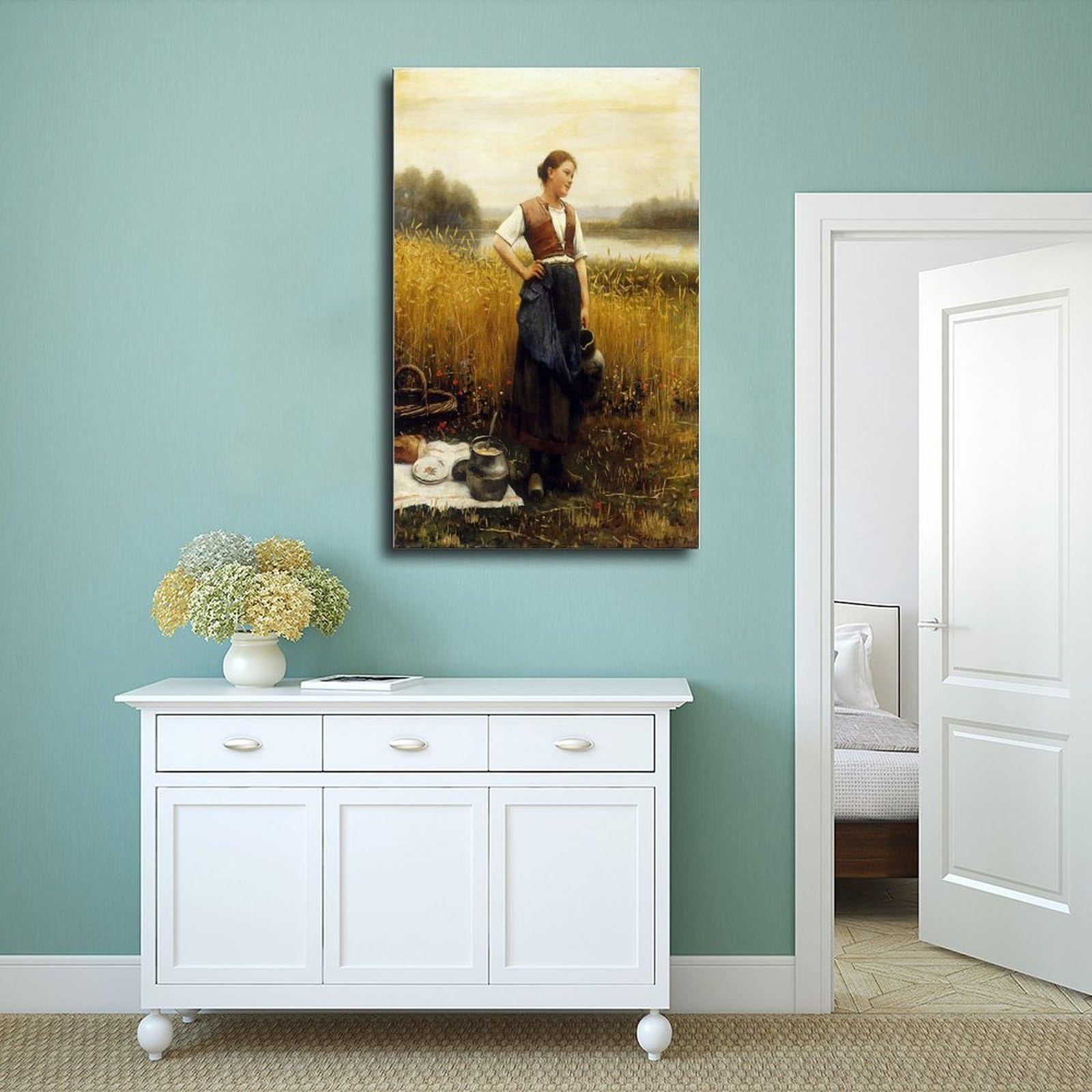 ANFOTCM Daniel Ridgway Knight, obiad żniwa, artystyczna dekoracja ścienna plakat rodzinny bar restauracja garaż kawiarnia sztuka znak prezent 50 x 75 cm