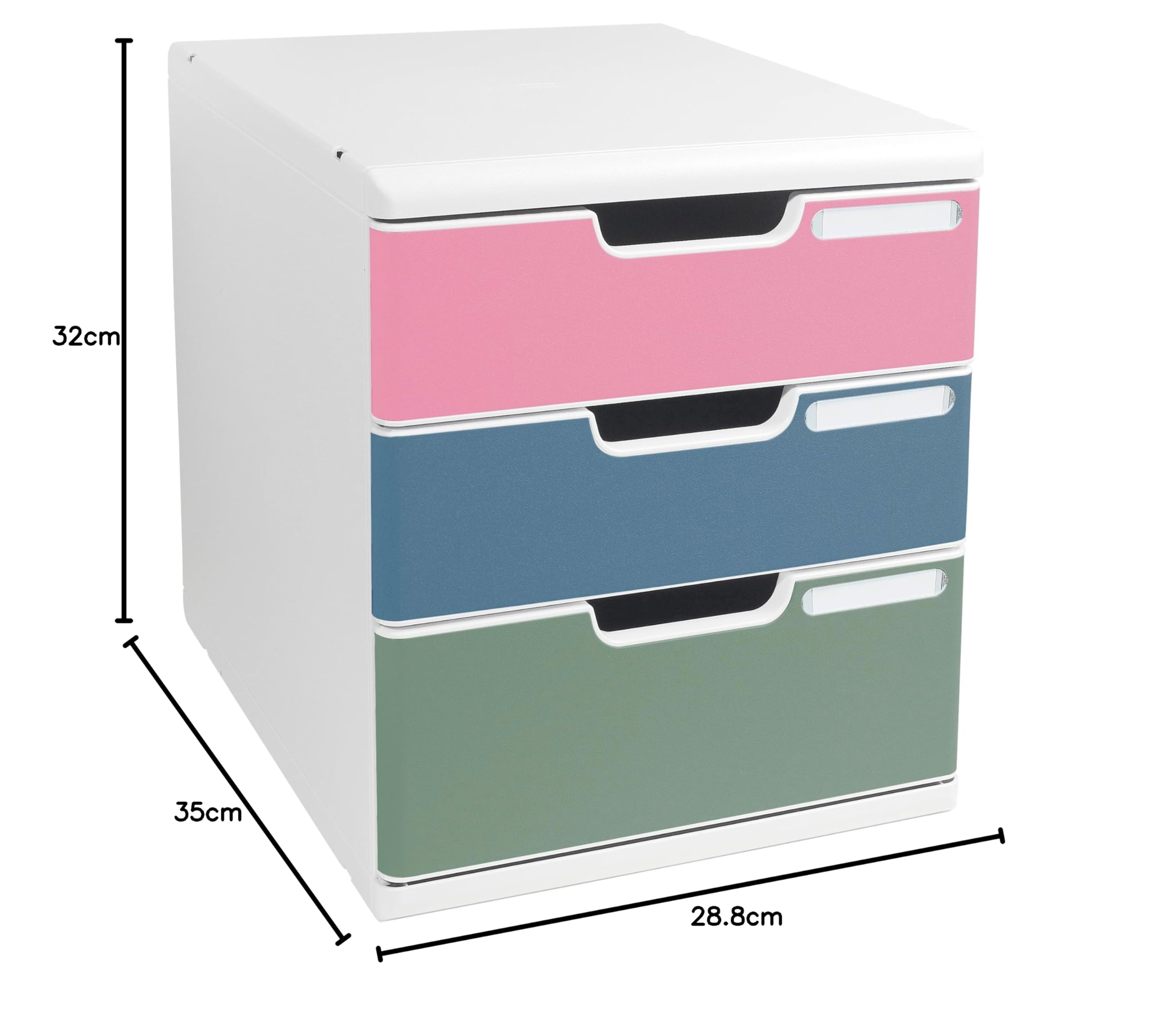 Exacompta - Réf. 325303D - MODULO A4 Autentik - Module de classement 3 tiroirs pour document A4+ - Dimensions extérieures : Prof. 35 x largeur 28,8 x Hauteur 32 cm - Assortis