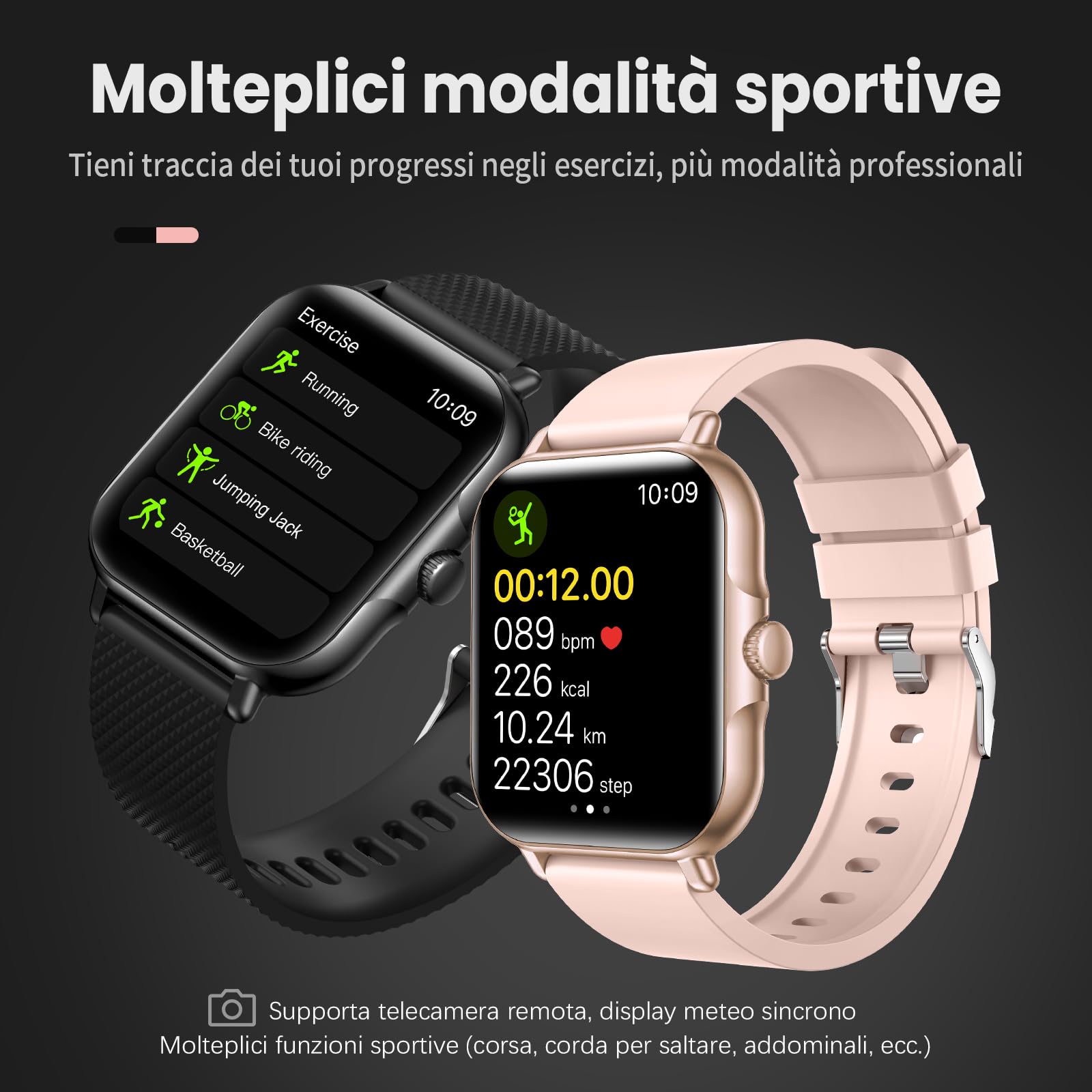 zaisia Smartwatch Uomo Donna, 1,85'' Orologio Fitness con Sonno Cardiofrequenzimetro, Smart Watch con Funzione di Notifica dei Messaggi e Chiamata, IP68 Impermeabile Tracker Fitness per Android iOS