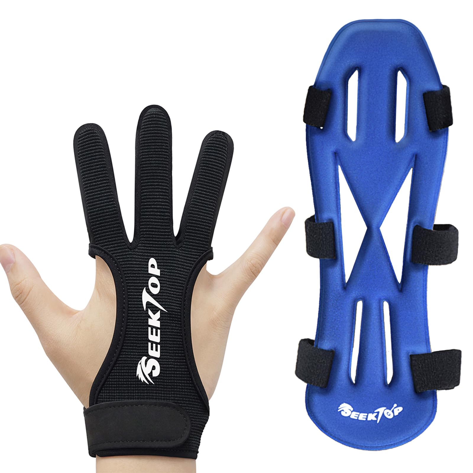SeektopArchery Gloves and Archery Arm Guard, Comfortable Archery Gloves Shooting Hunting Protector for Youth Adult Beginner