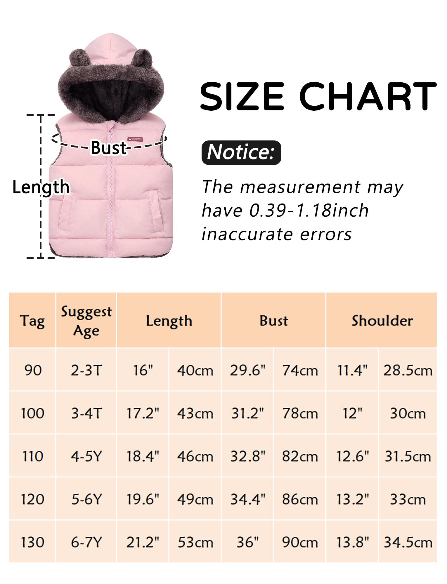 Happy Cherry Gilets Hiver Double Face Garçons Filles 2-7 Ans Doudoune sans Manches Enfants Hiver Manteau sans Manche Fille