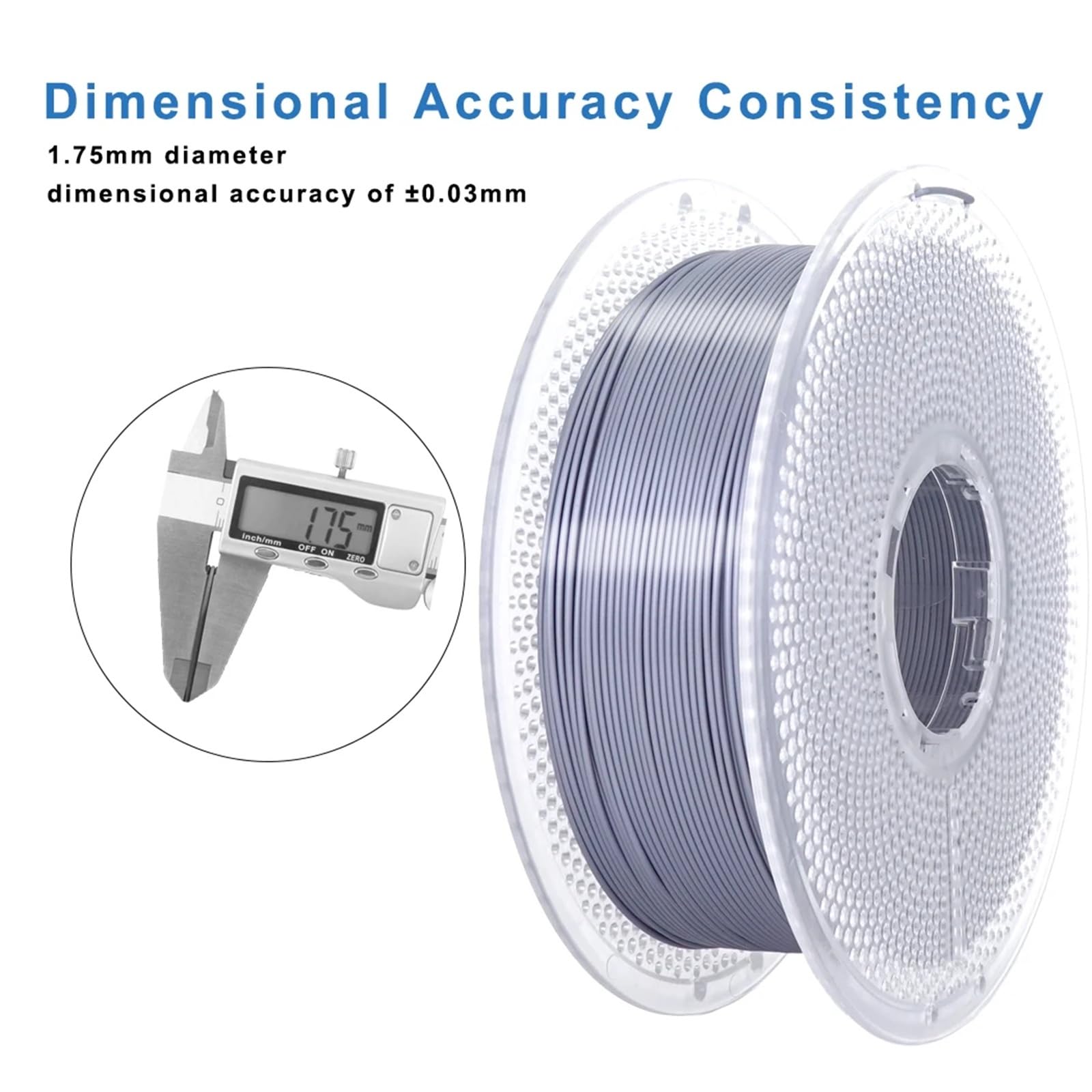 Compatible con Bambu Lab, compatible con Creality – Filamento for impresora 3D PLA Silver Silk de 1,75 mm y 1 kg, textura brillante