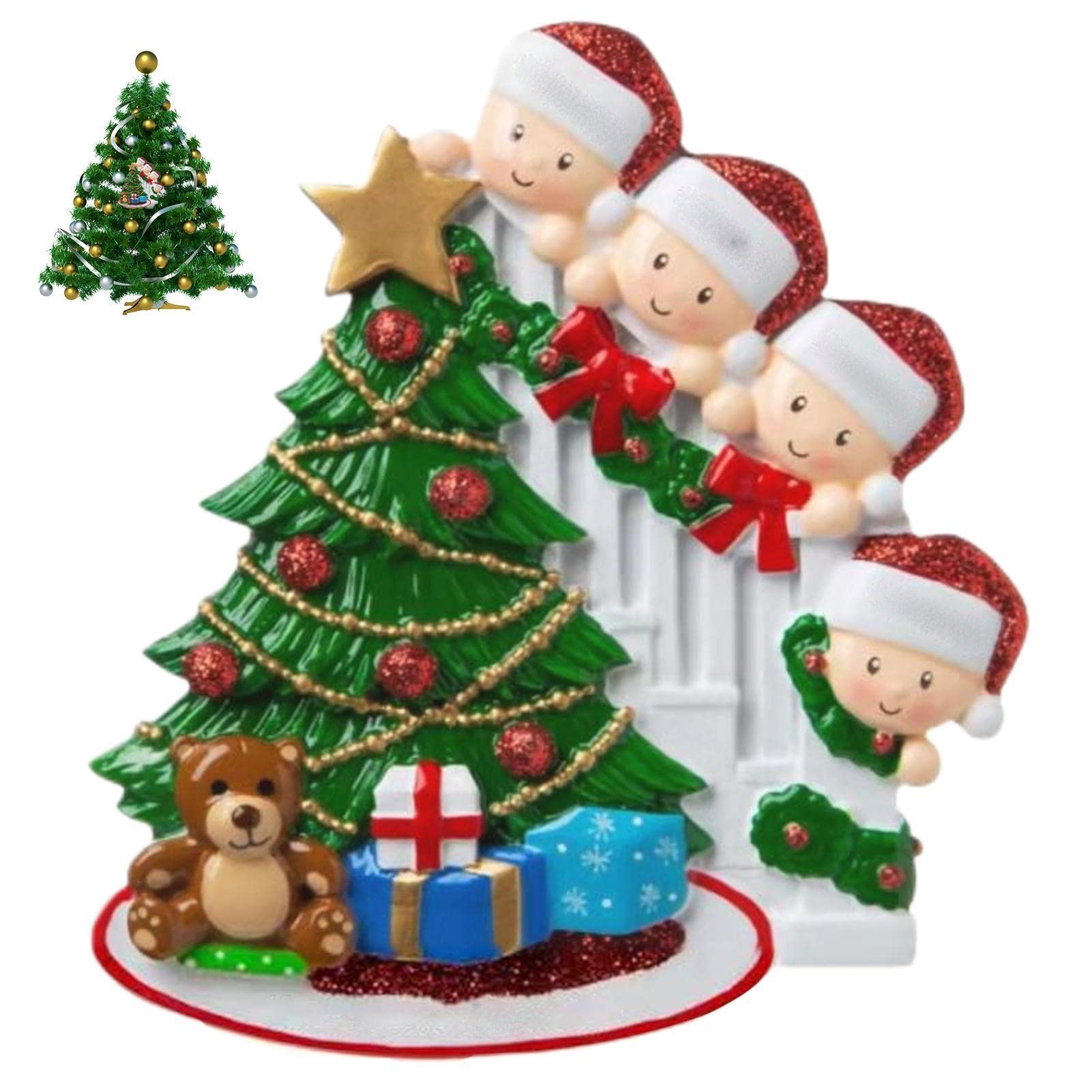 Personalized Opening Present Family of Christmas - Family Ornament 2022 Family Opening Present Family Ornament - Family Around The Tree Ornament, Family Opening Presents