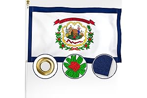 Premium West Virginia State Flag 3x5 ft for Outdoor Use: Double-Sided Embroidered,...