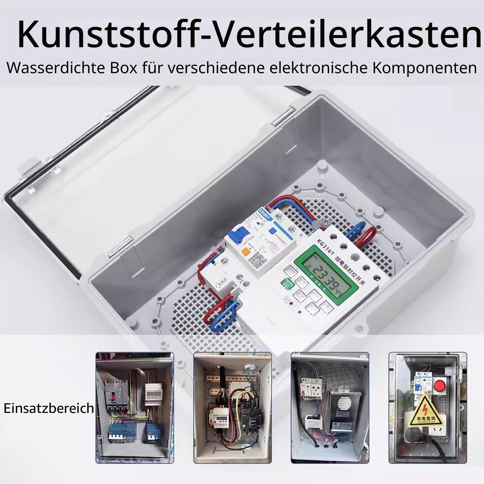 NEWFUN Verteilerkasten Aufputz, Anschlussdose Wasserdicht IP66, Schaltschrank Außen mit Wandmontagezubehör (300 * 200 * 195)