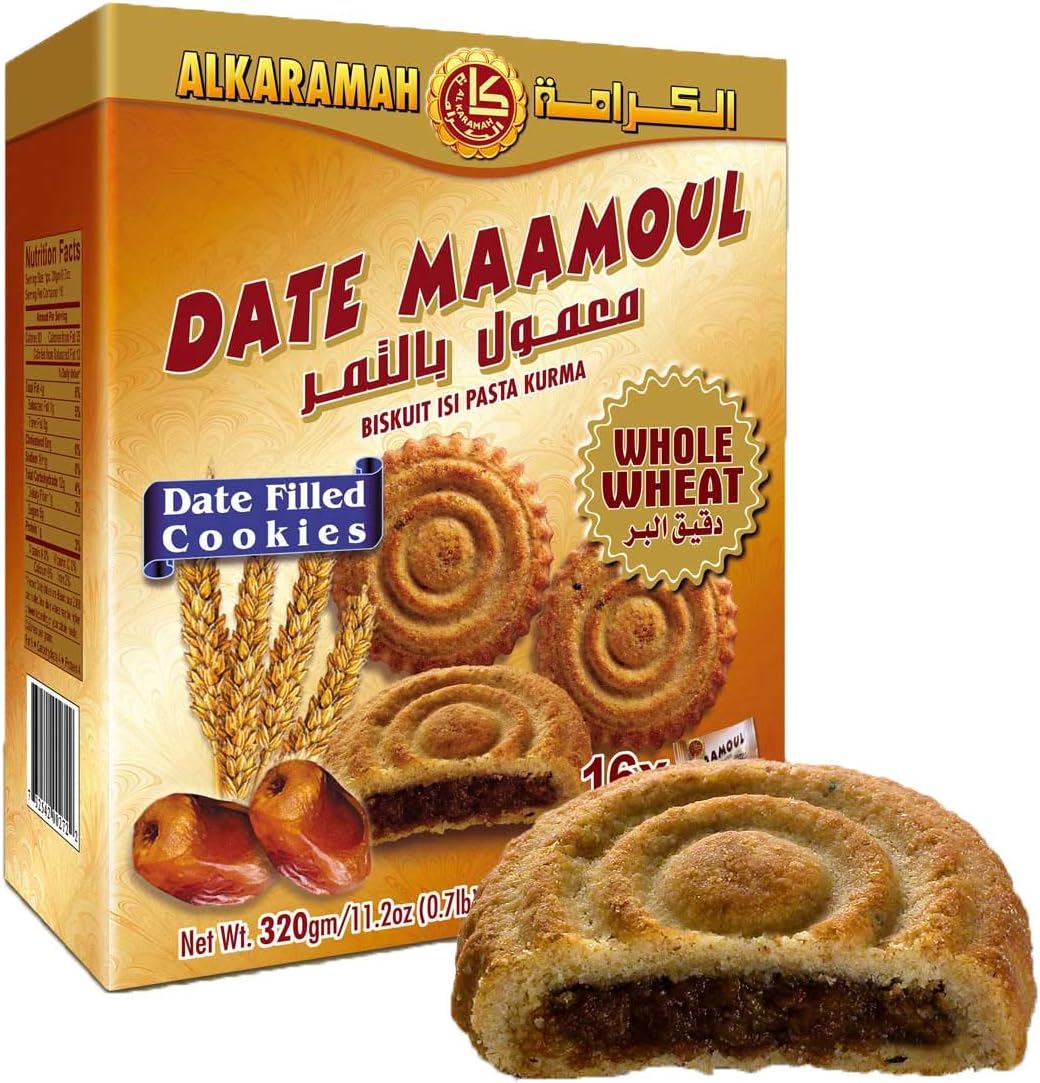 Mamoul cookies, maamoul date filled cookies, Whole Wheat Maamoul cookies with Premium Saudi Dates 100% All-Natural, The best dates products for the year 2021 || 320g (16pc)