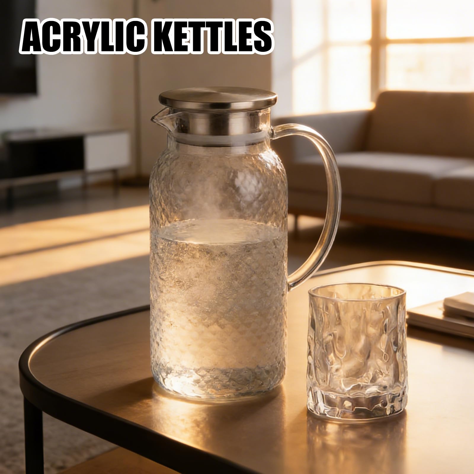 2 caraffa per succo da 1,8 l, in plastica con coperchio, infrangibile, resistente alle alte temperature, per frigorifero, latte, caffè, limonata