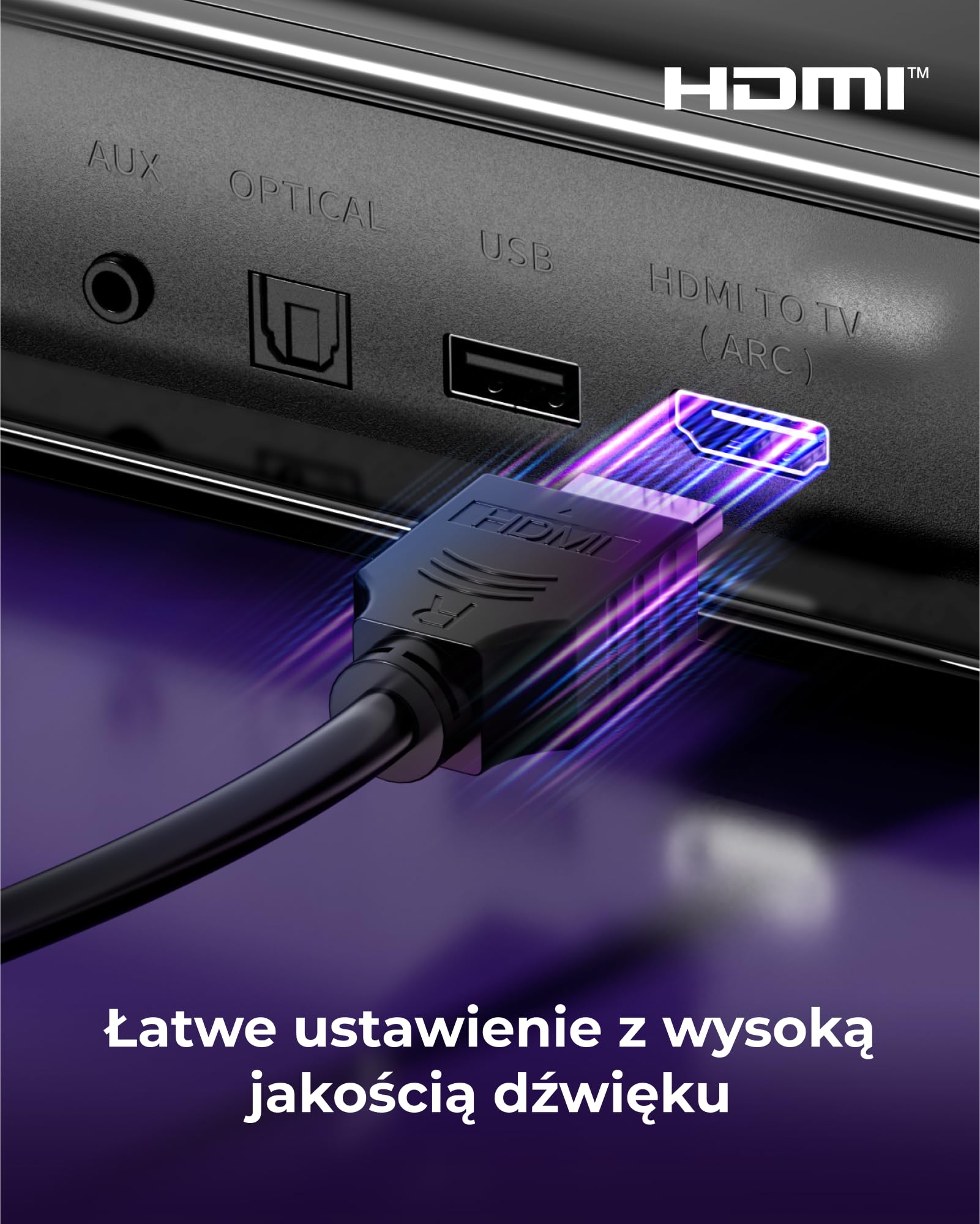ULTIMEA 7.1ch Virtual Surround Sound Bar, soundbar do telewizorów z 2 głośnikami Surround, system dźwięku przestrzennego do telewizorów ze światłem RGB, subwooferem 6,5", aplikacją, HDMI/Opt/AUX/BT,