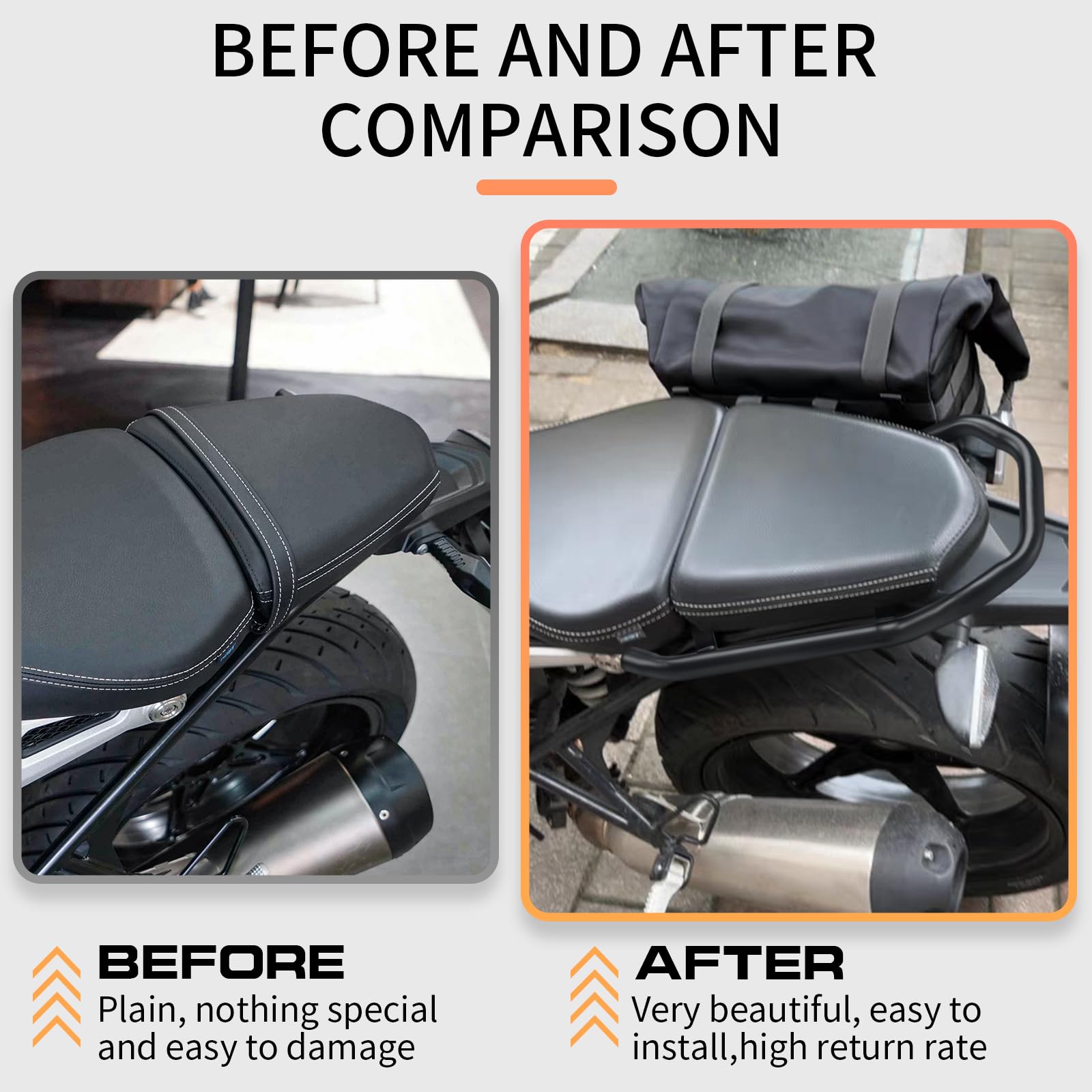 WOOGA Passeggero Posteriore Sedile del Passeggero Mano Grab Bar Rail Maniglia Accessori Moto compatibile con B&M&W RNINET R nine T/R9T /5 Pure/Racer/Scrambler/Urban G/S Accessories 2014-2023
