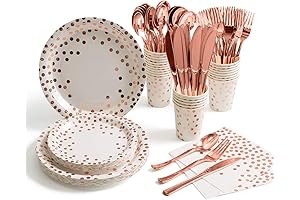Elegant Rose Gold Bridal Shower Party Supplies: Plates, Napkins, Cups