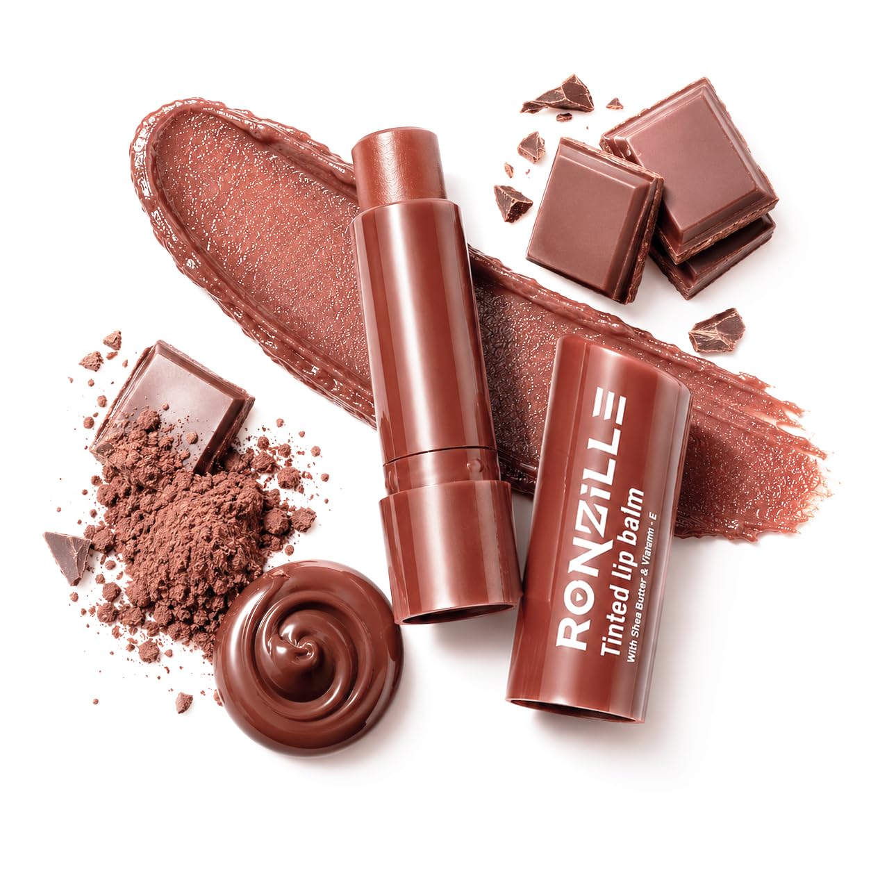 Ronzille Choco Crush Tinted Lip Balm 4.5g | Hydrating Lip Balm with Shea Butter & Vitamin E | Moisturizing, Soft Tint, Smooth & Nourishing Lip Care for Dry Lips | Choco Crush Flavor-picture-34