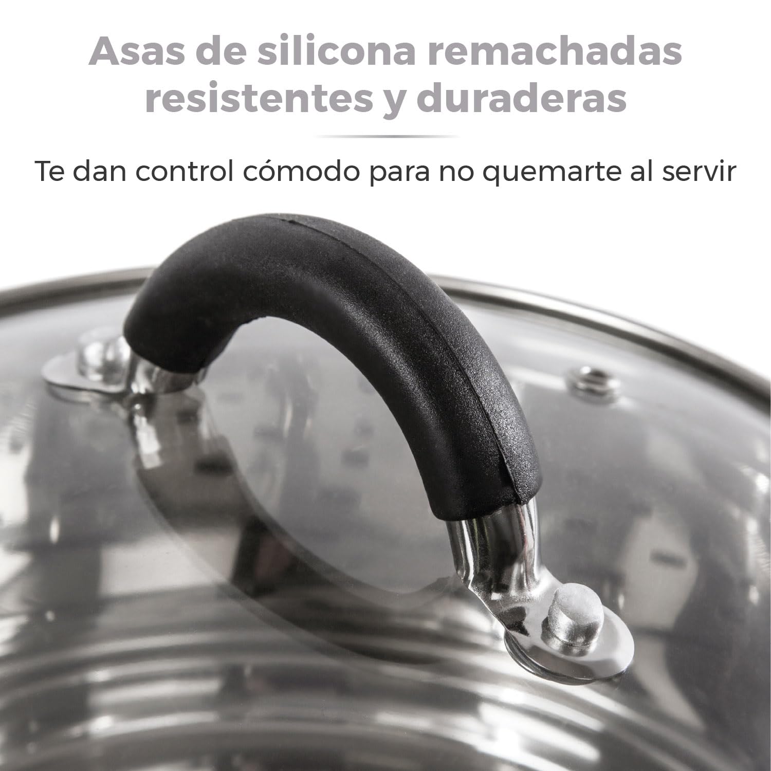 Tower Essentials T80836 Olla de Acero Inoxidable Pulido para Cocinar al Vapor de 3 Niveles con Tapa de Cristal – Cacerola para Inducción con Asas de Silicona – 18 cm