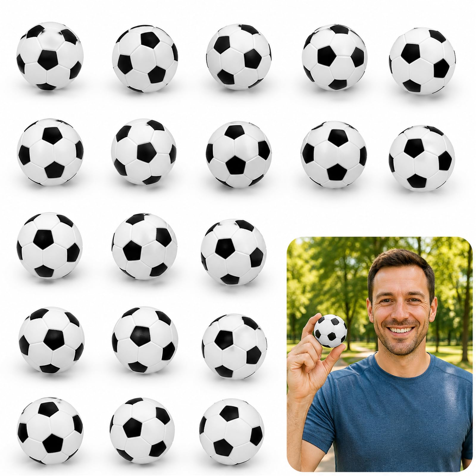 16Pcs Mini Football Balls, Small Table Football Balls, Soft Mini Footballs for Stress Relief & Party Use