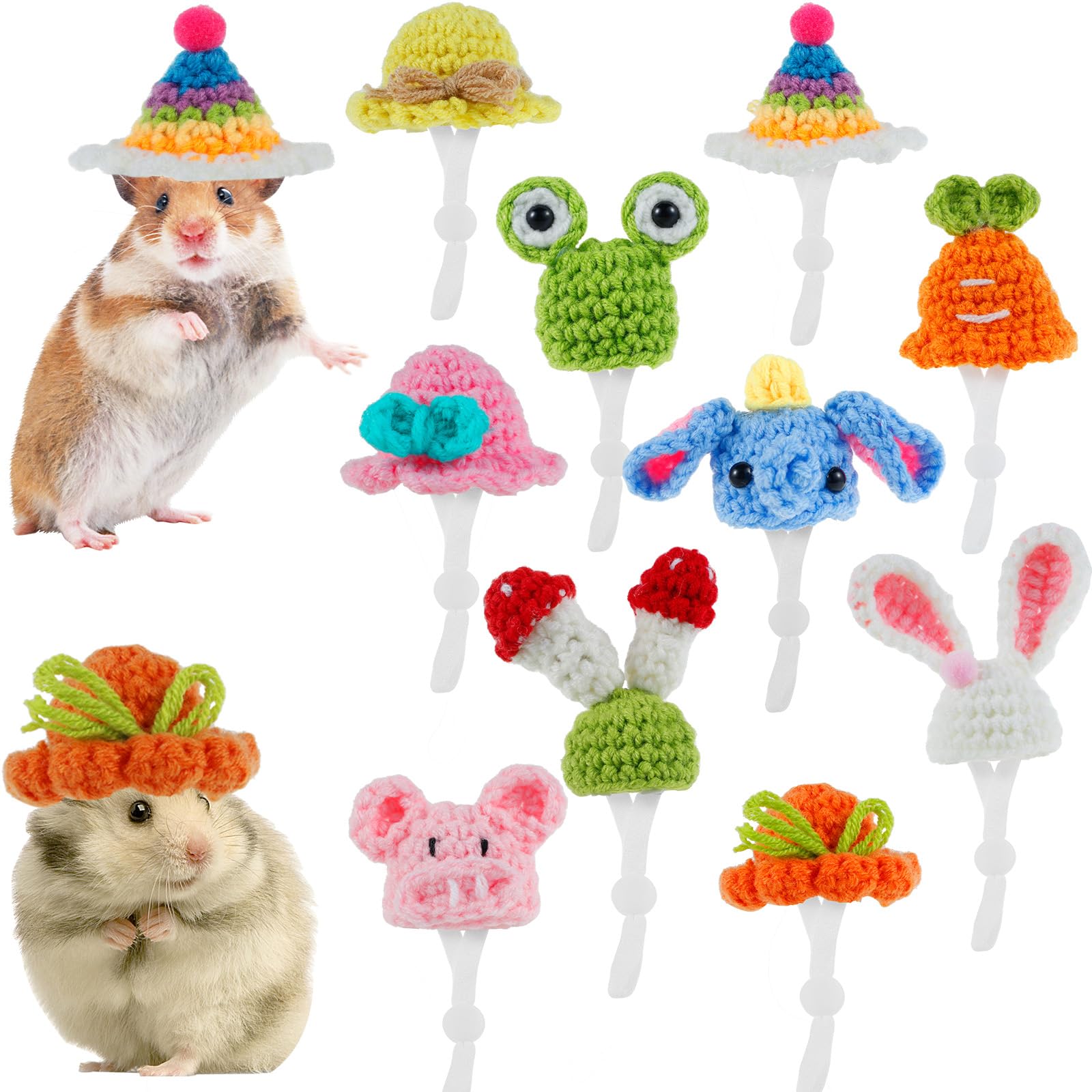 NEMTMCUA Hamster Hat Mini Hats for Snakes Small Animals Guinea Pig Hat Hamster Clothes Cute Tiny Rat Hat for Snakes Pets Lizards Hamsters Bearded Dragons Holiday Party Costume Accessories(10Pcs)