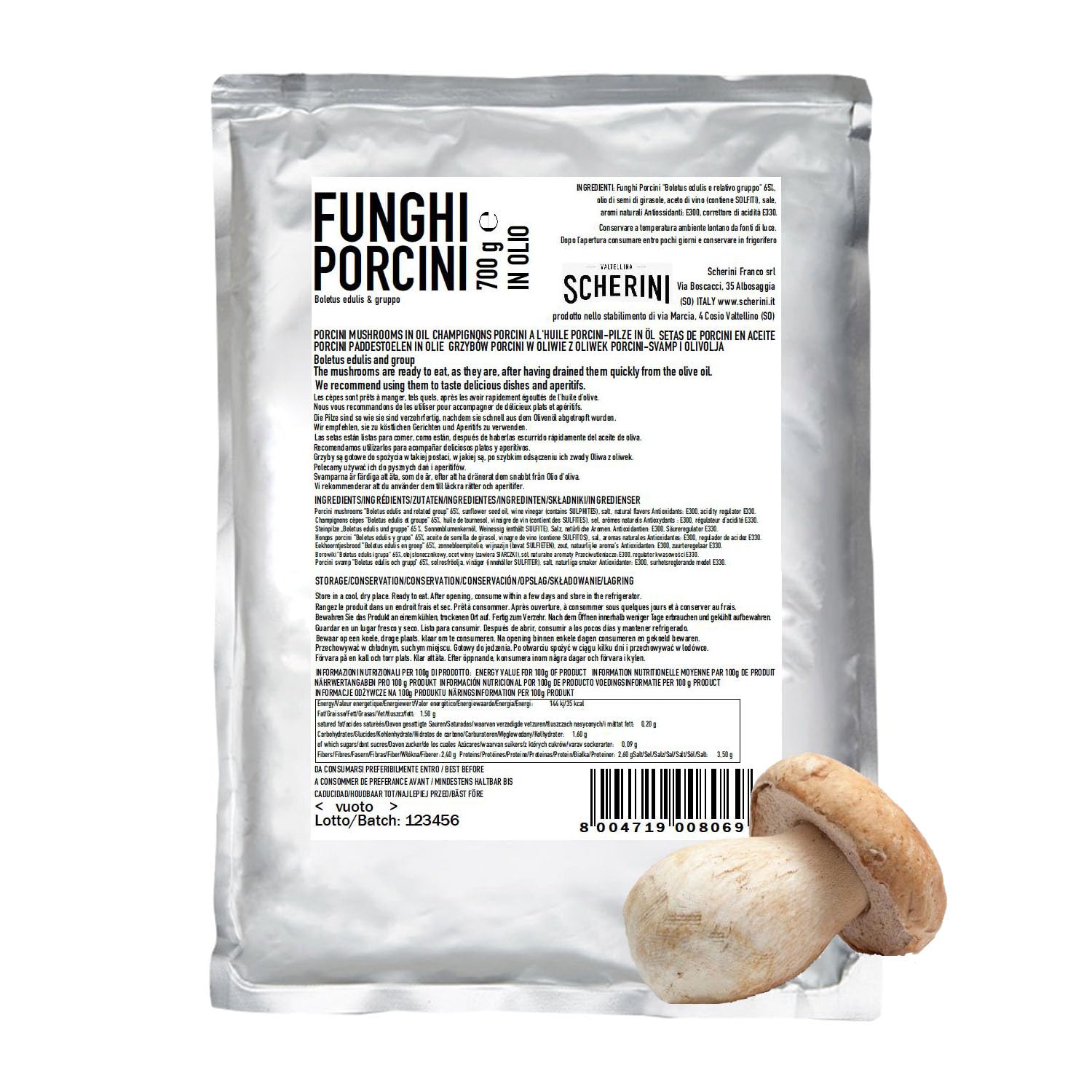 Setas porcini bajo aceite 700 g para restauración