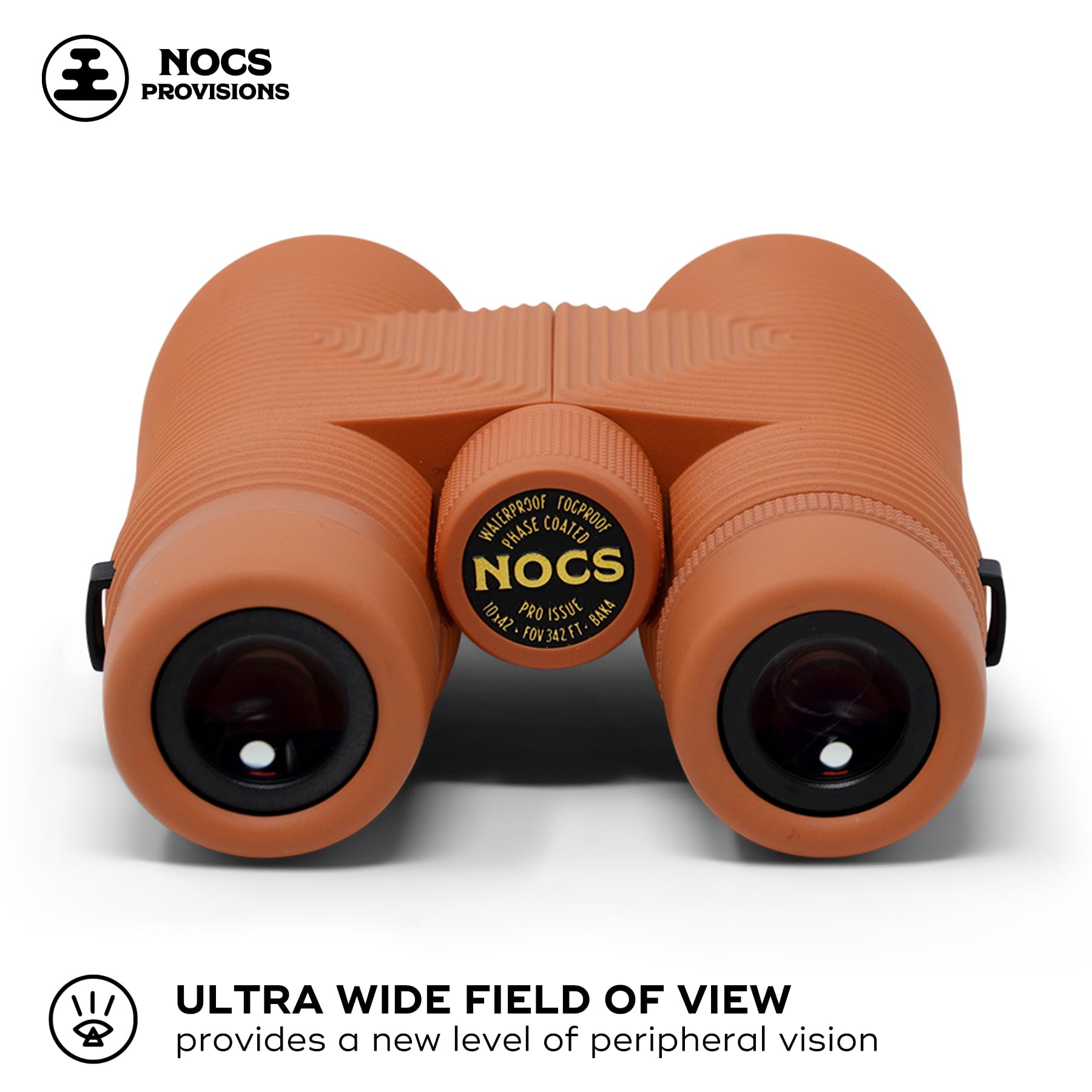 Nocs Provisions Pro Issue 10x42 Compact Fogproof Waterproof Binoculars for Adults & Kids, 10X Magnification, Wide View Multi-Coated Lenses for Bird Watching, Hunting & Stargazing - Carnelian Orange