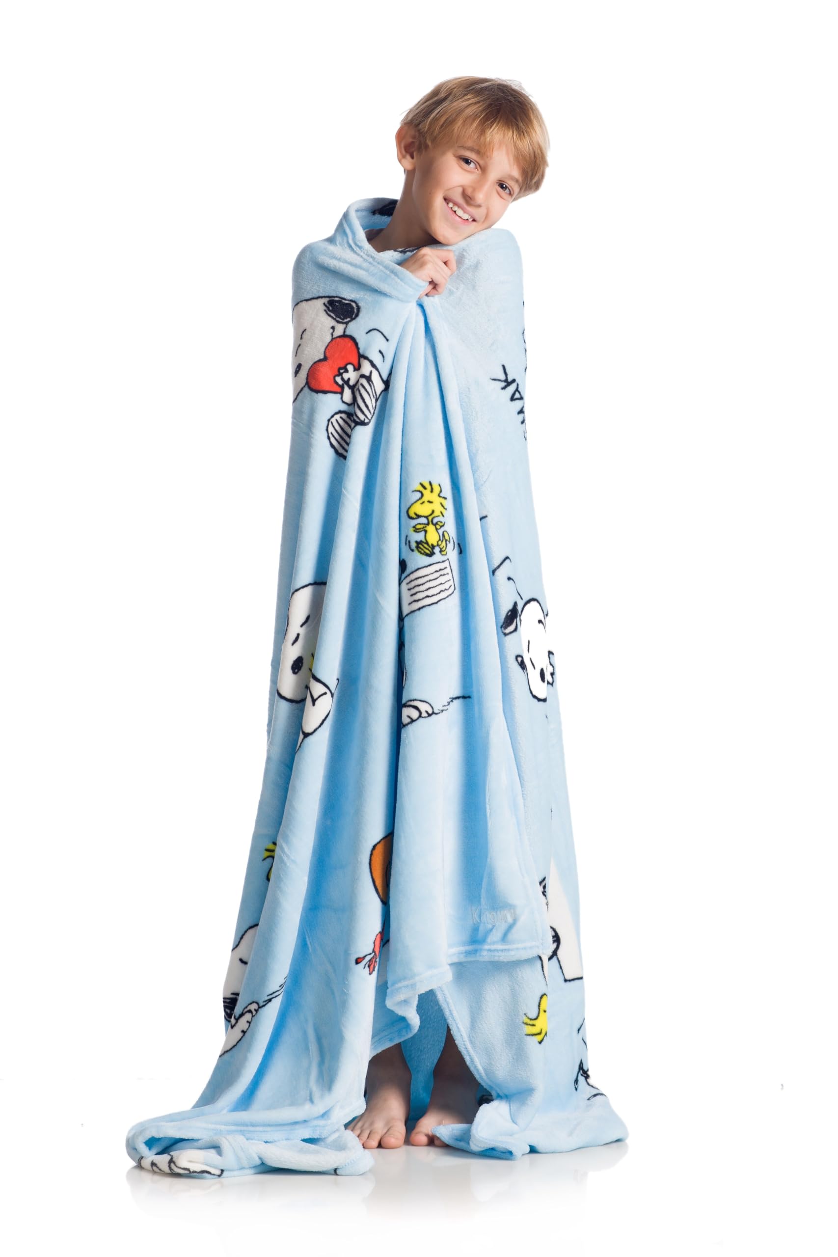 Kanguru Snoopy Blanket, soft fleece throw, Light Blue, 130 × 170 cm (51 × 67 in)