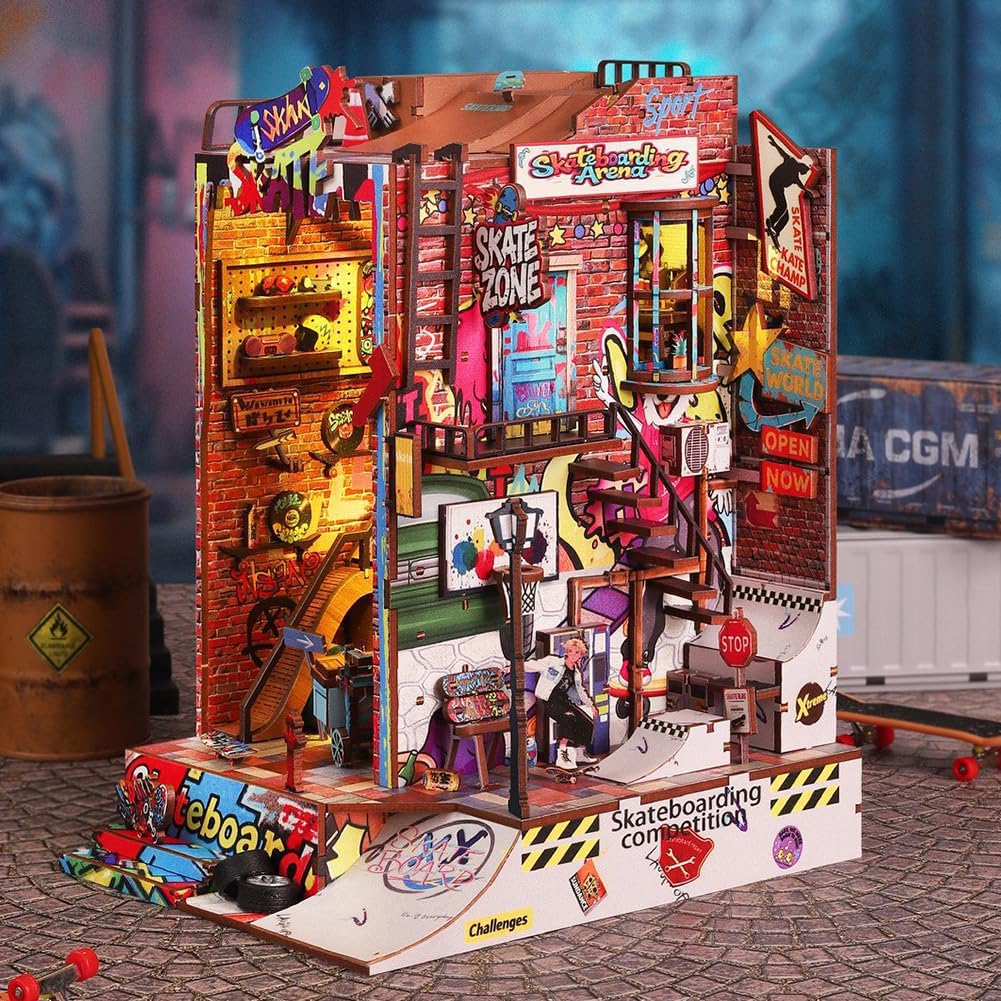 Kit fai da te per angolo del libro, decorazione fai da te per casa delle bambole Booknook, libreria, puzzle in legno 3D con luce LED, kit in miniatura a mano per adulti regalo di compleanno