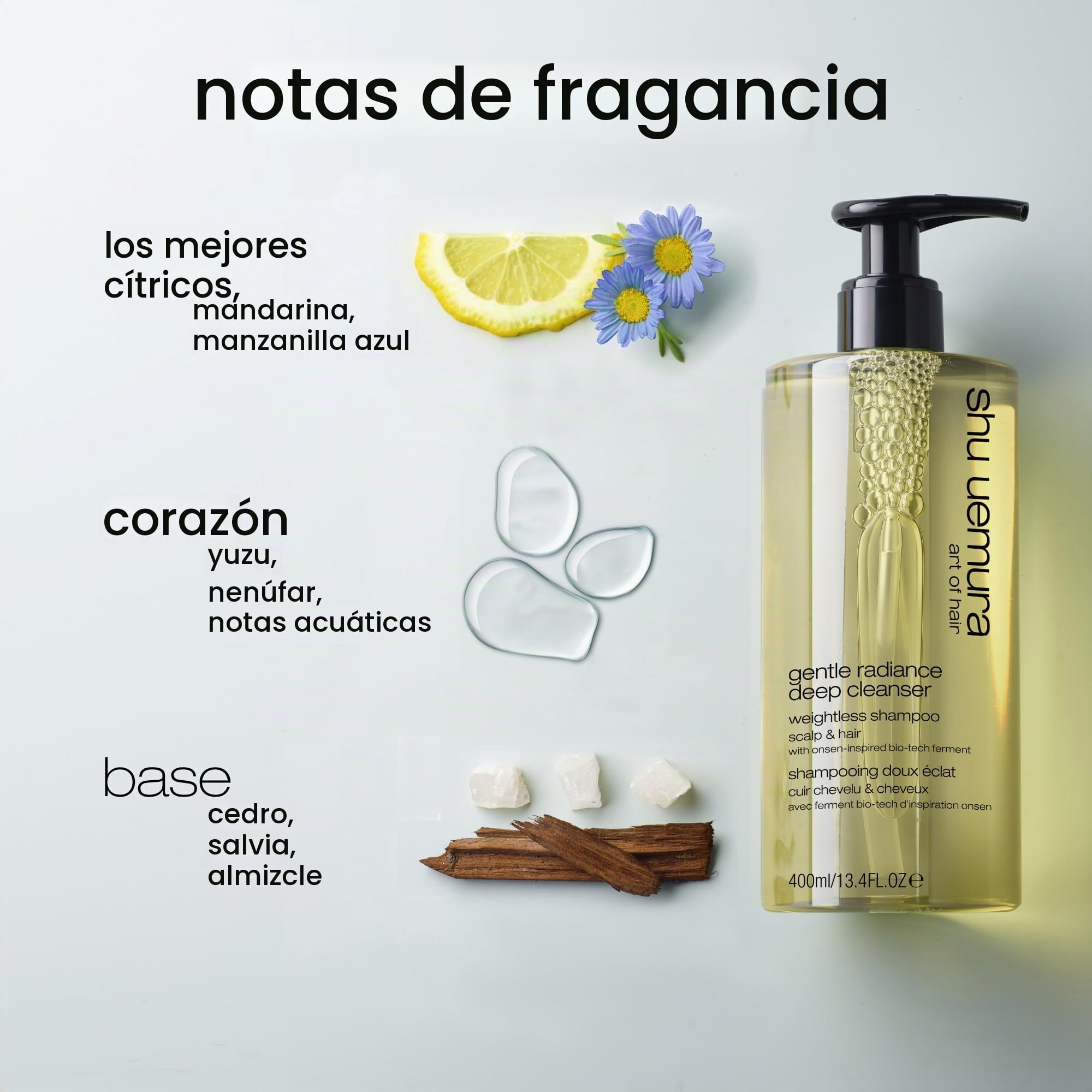 Shu Uemura, Champú aceite limpiador Gentle radiance Deep Cleanser Todo Tipo de Cabello, Enriquecido con Fermentos Biotecnológicos de Inspiración Onsen, Para un Cabello Suave y Flexible, 400 ml