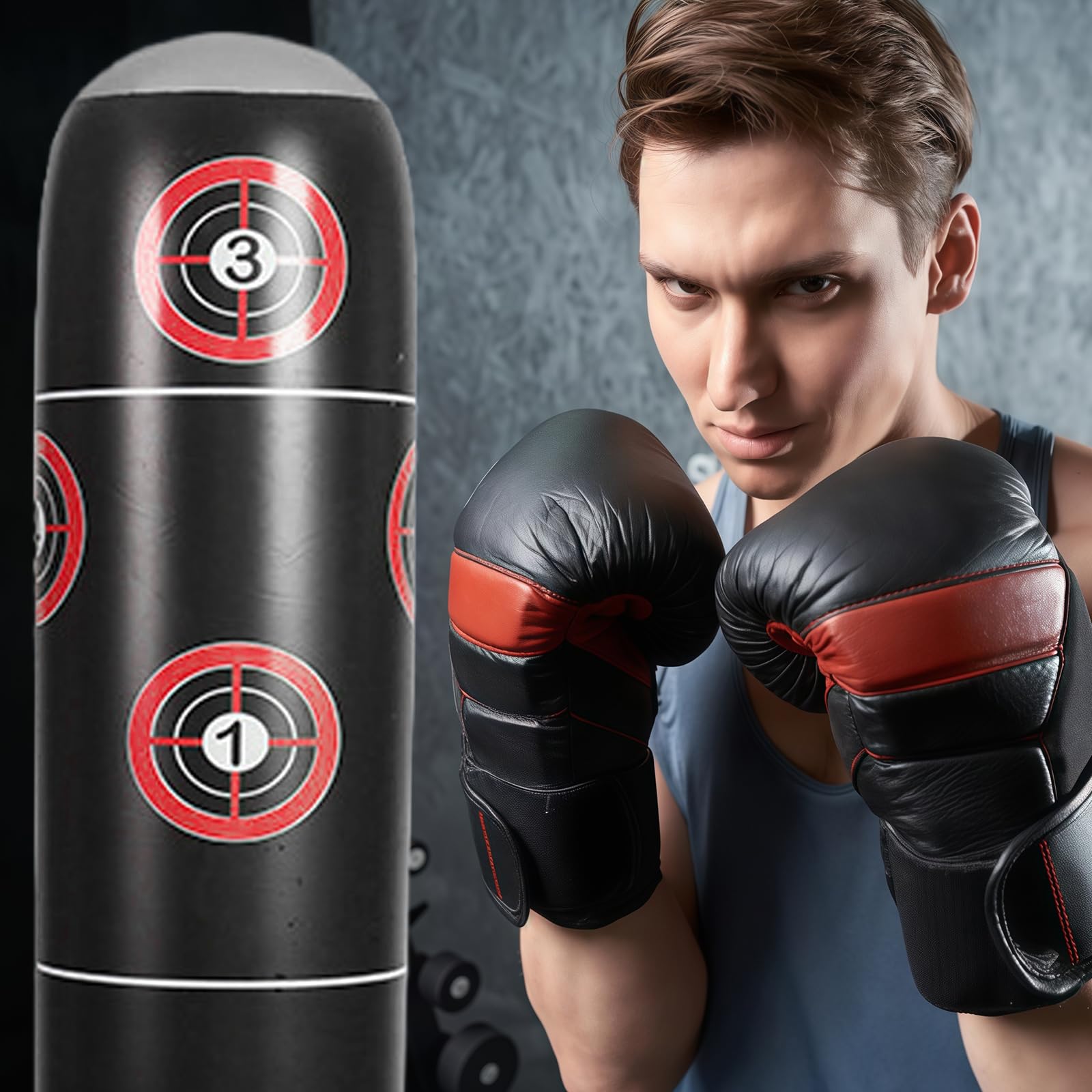 Sacco da boxe per bambini, sacco da boxe gonfiabile con guanti da boxe e pompa ad aria, sacco da boxe per bambini in piedi, sacco da boxe su piedistallo per bambini, sacchi da boxe gonfiabili su