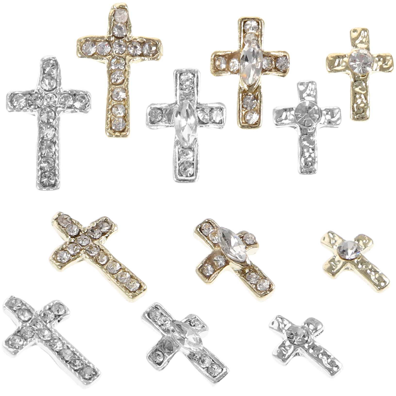 4 set Gioielli Con Croce In Lega Strass Ciondoli Per Unghie Con Strass Ciondoli Per Unghie Unici Accessori Per Unghie Croci Per Unghie Ciondoli Decorazioni Per 60 pezzi*4