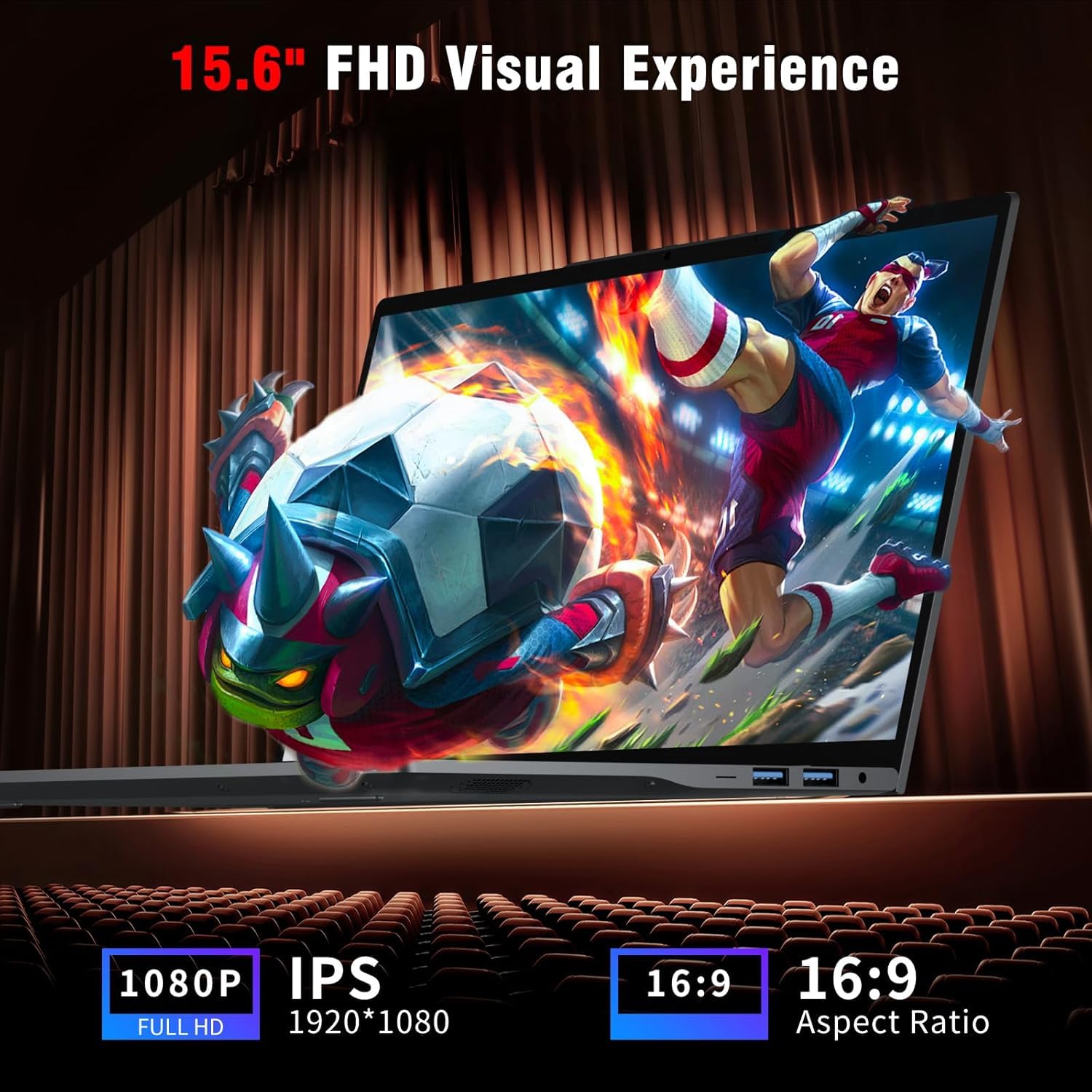 Tunhail PC Portatile 15.6 Pollici, Win 11 Notebook, Core Fino a 3.4GHz, Computer Portatile 16GB RAM 512GB SSD, Laptop IPS FHD 1920x1080, WiFi 5, Mini HDMI, USB-3.0, Type-C,Adatto a studenti e lavoro